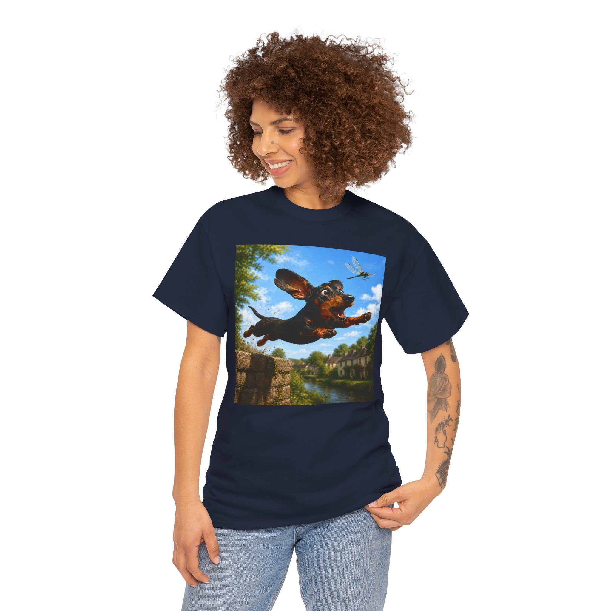 Flying Dachshund Dragonfly Chase T-Shirt