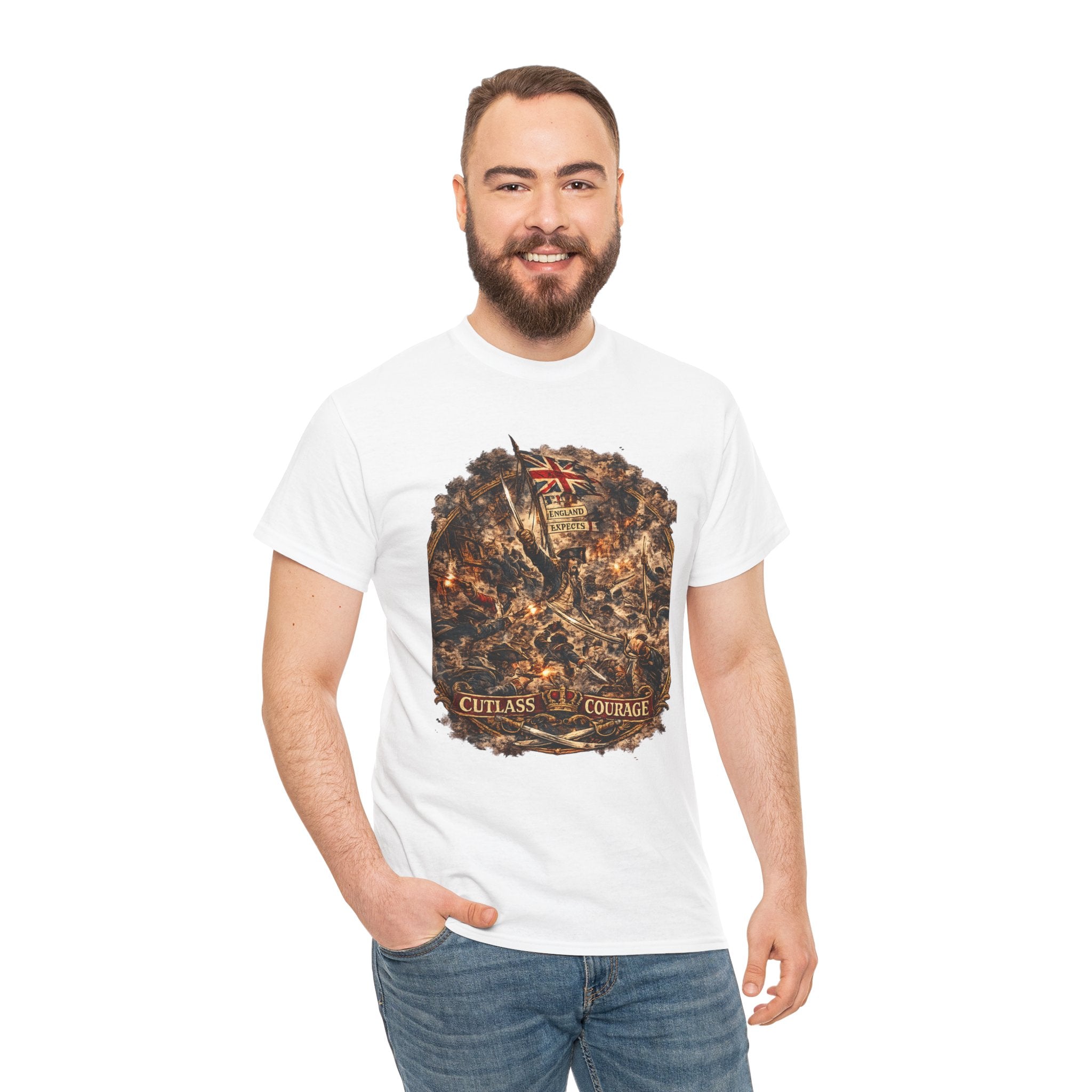 Cutlass Courage T-Shirt | Royal Navy Boarding Action Graphic Tee | Age of Sail Naval Battle Shirt