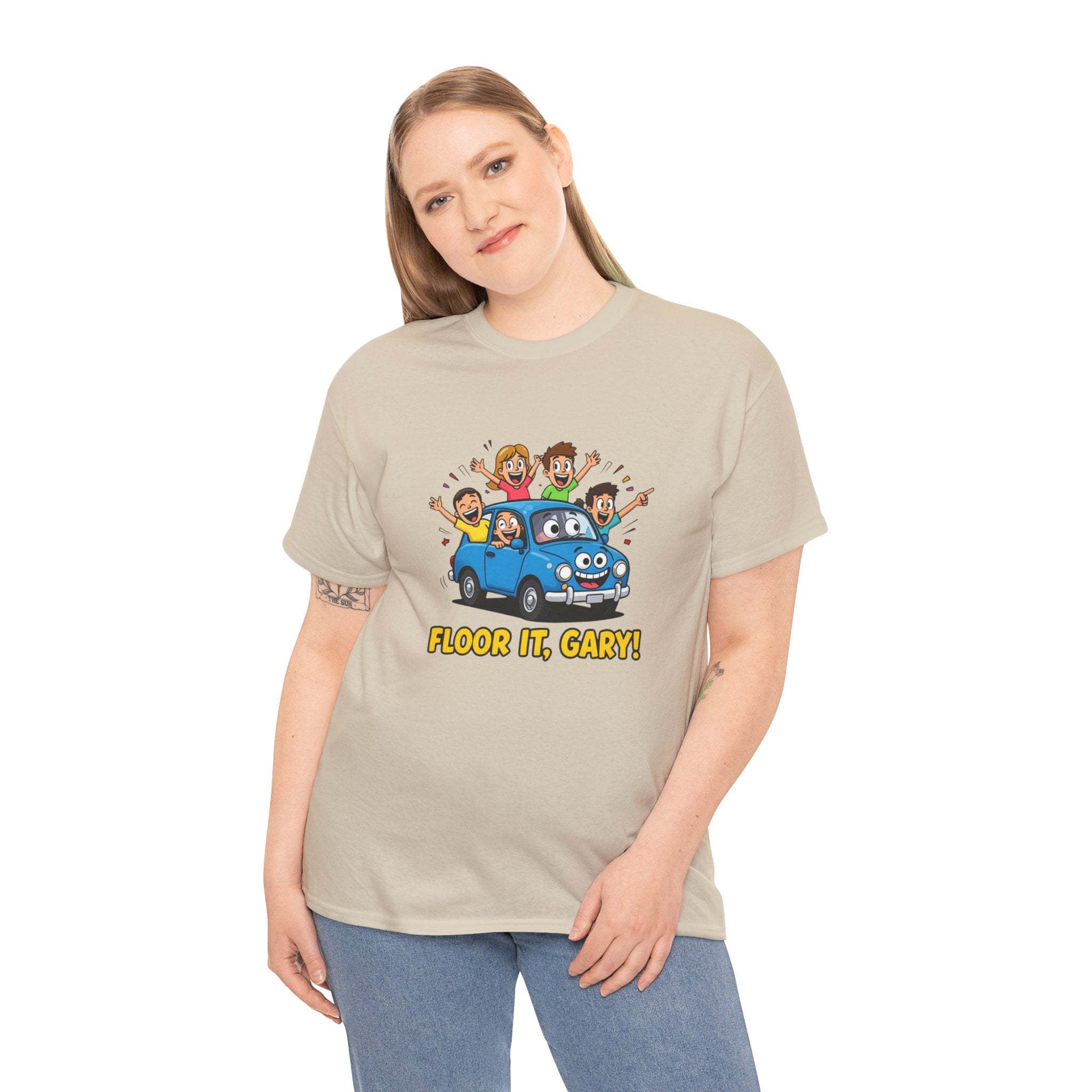 Floor It Gary T-Shirt – Funny Family Car Road Trip Cartoon | Personalised Name Driving Humour Graphic Tee