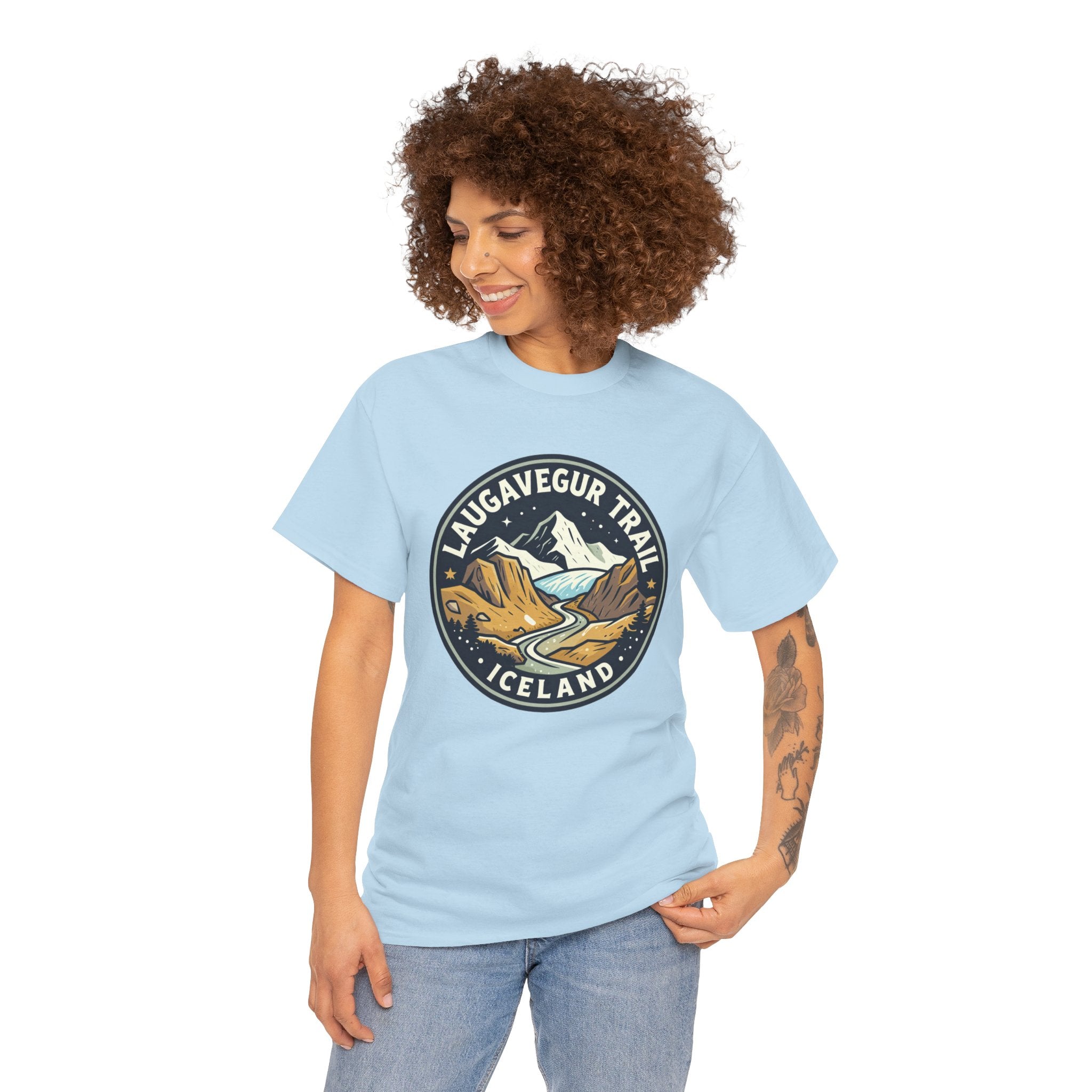 Laugavegur Trail Iceland T-Shirt — Vintage Hiking Badge Tee