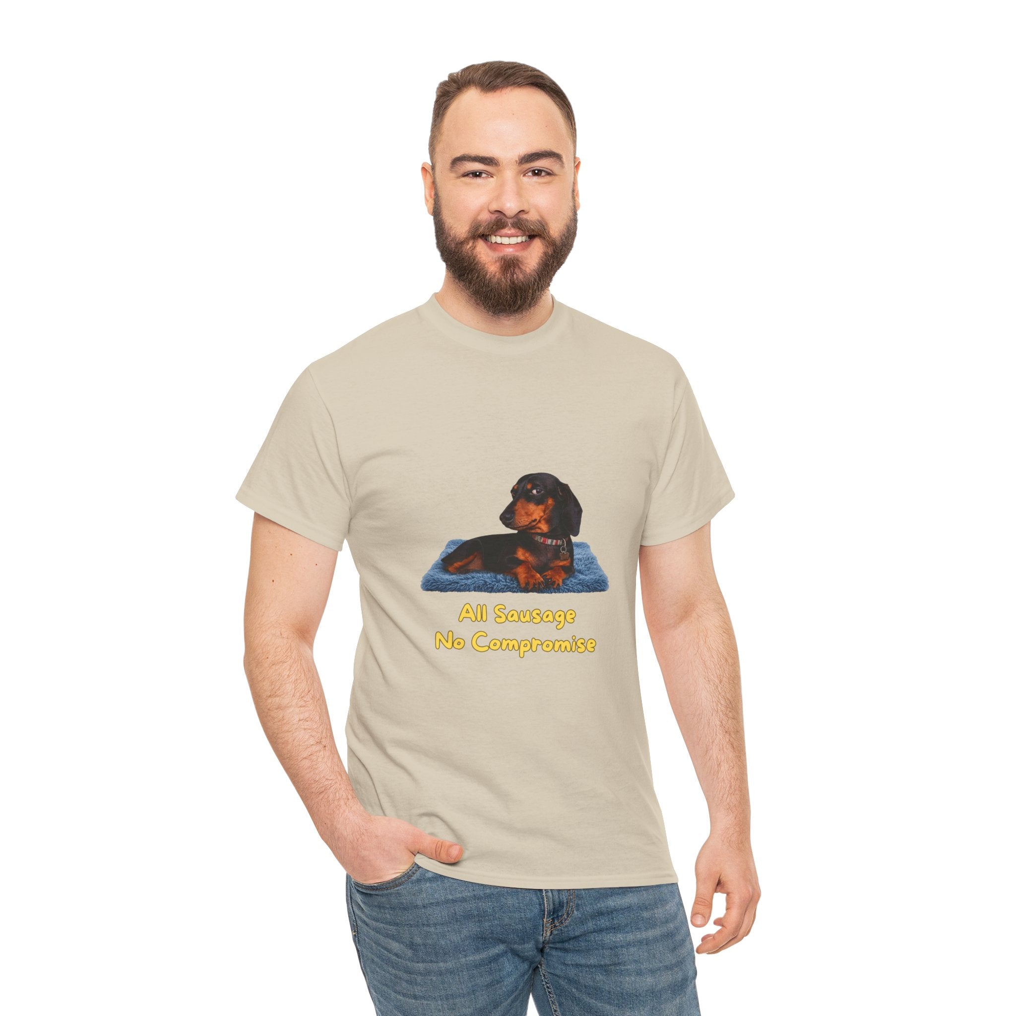 All Sausage No Compromise T-Shirt – Funny Dachshund Sausage Dog Attitude | Wiener Dog Bold Graphic Tee