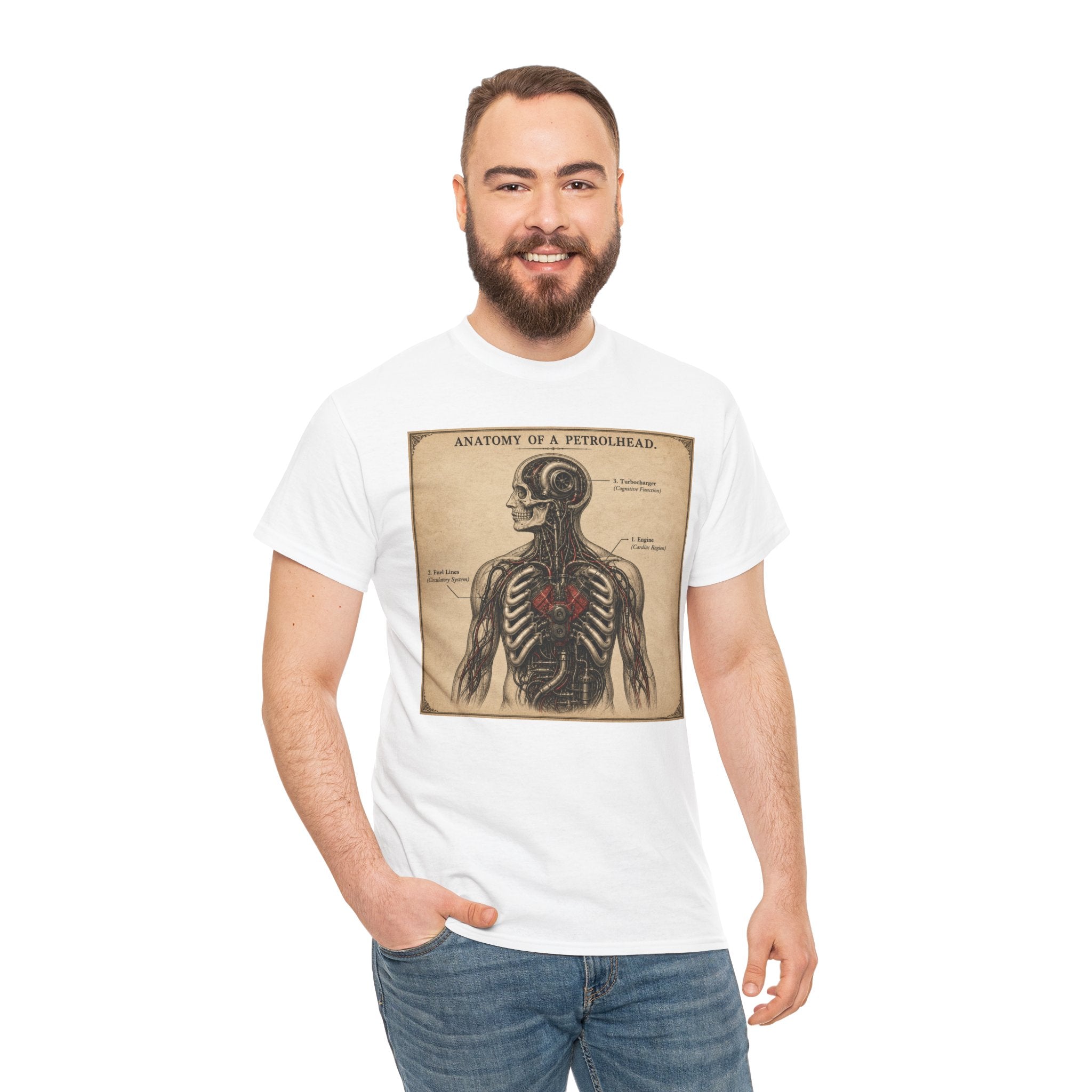 Anatomy of a Petrolhead T-Shirt | Funny Car Lover Diagram Graphic Tee | Vintage Engine Anatomy Mechanic Shirt | Gearhead Humour Art