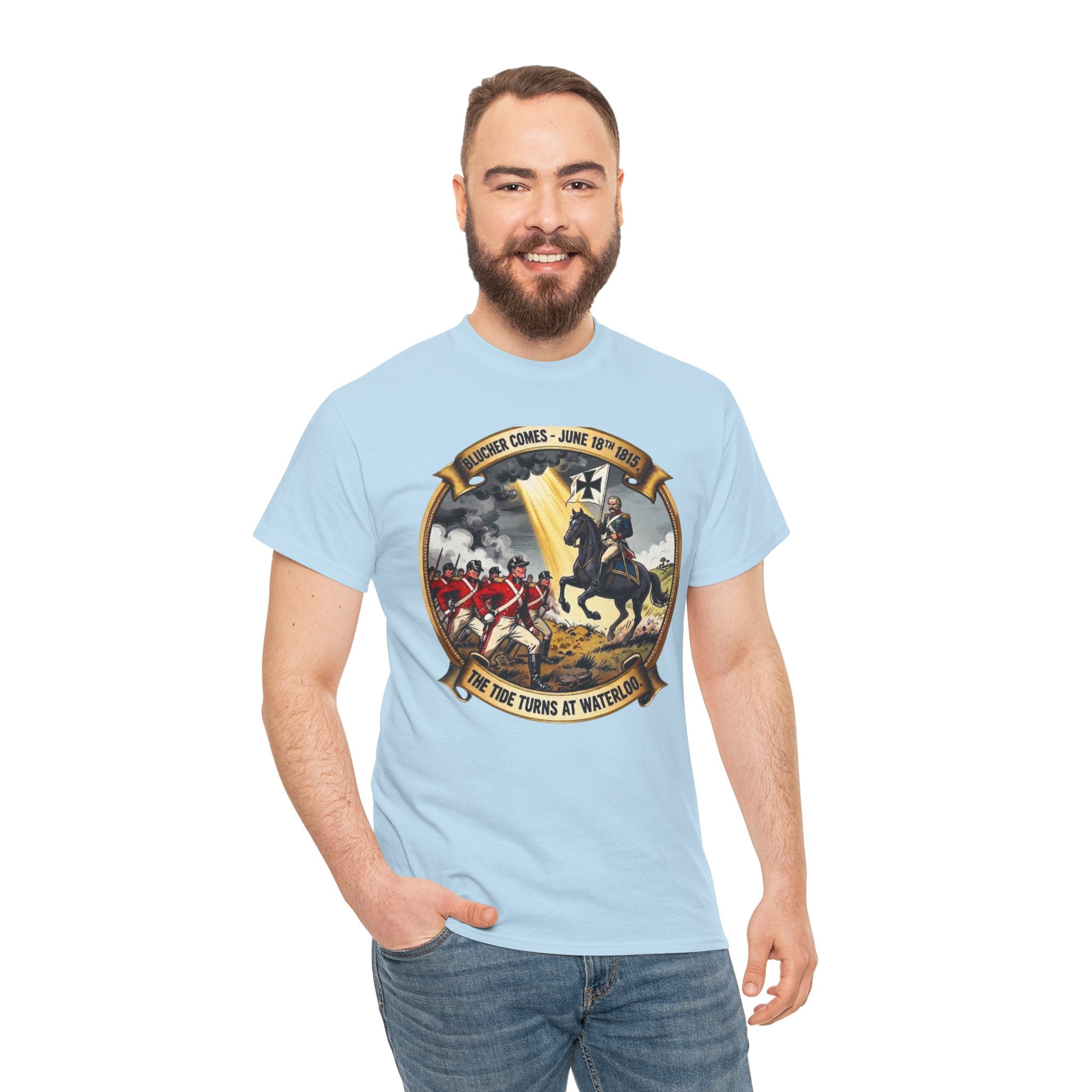 Blücher Comes — Waterloo 1815 T-Shirt | The Tide Turns at Waterloo | Prussian Army Badge Graphic Tee | Anglo-Prussian Alliance Gift | Napoleonic Wars Heritage