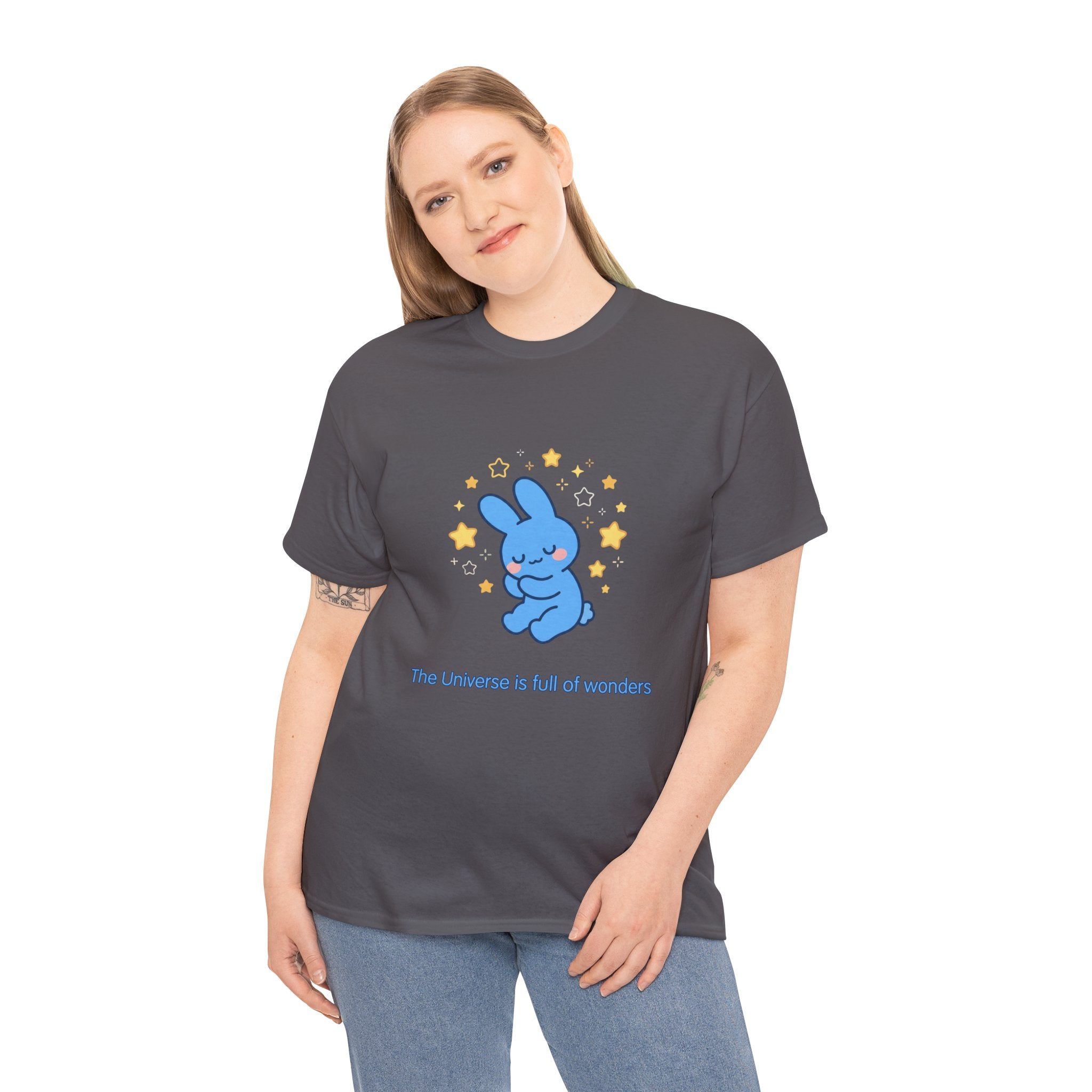 The Universe Is Full of Wonders T-Shirt | Cute Blue Bunny Tee | Kids & Family Kawaii Graphic T-Shirt