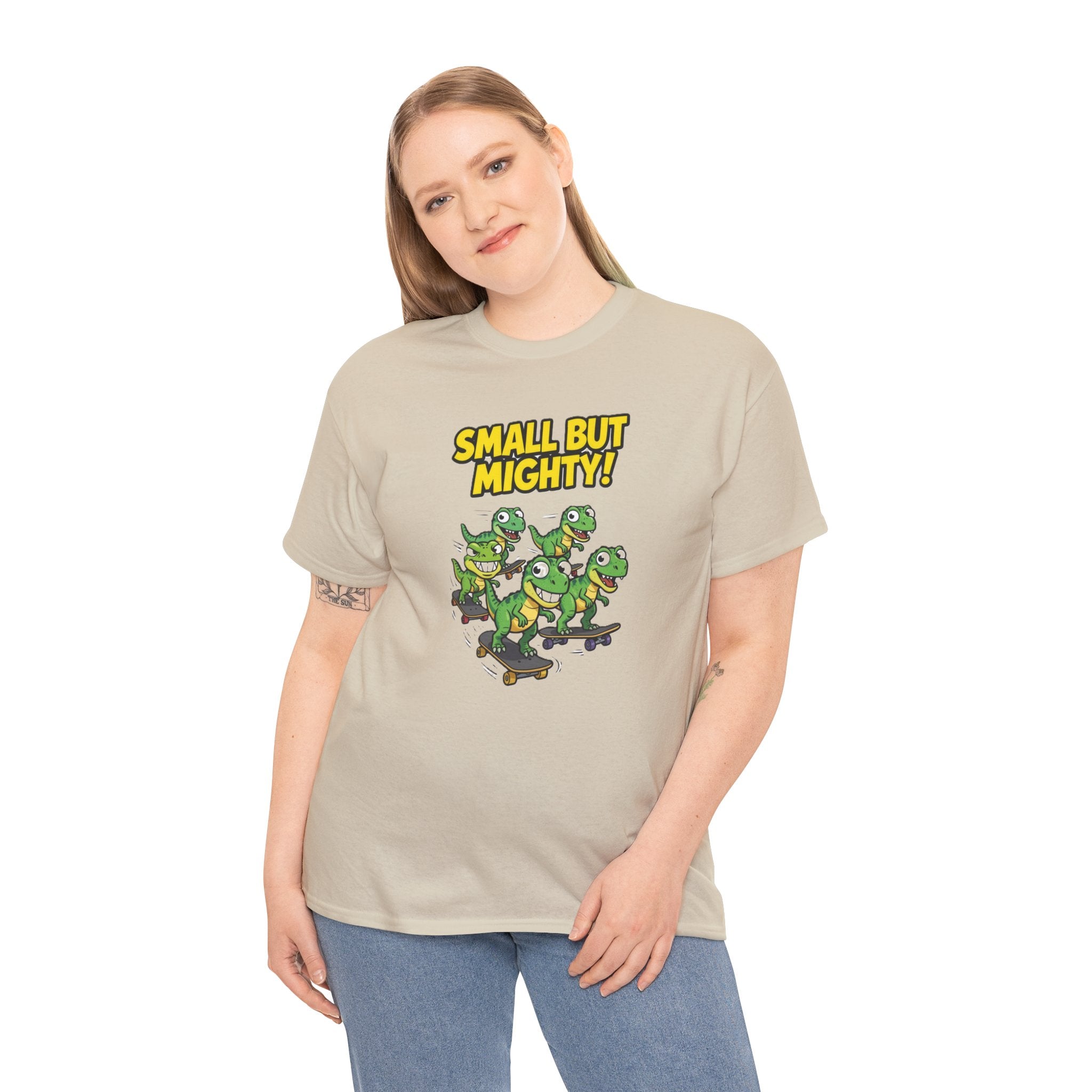 Small But Mighty T-Shirt – Funny Baby T-Rex Skate Crew Cartoon Dinosaur | Mini Dino Squad Graphic Tee