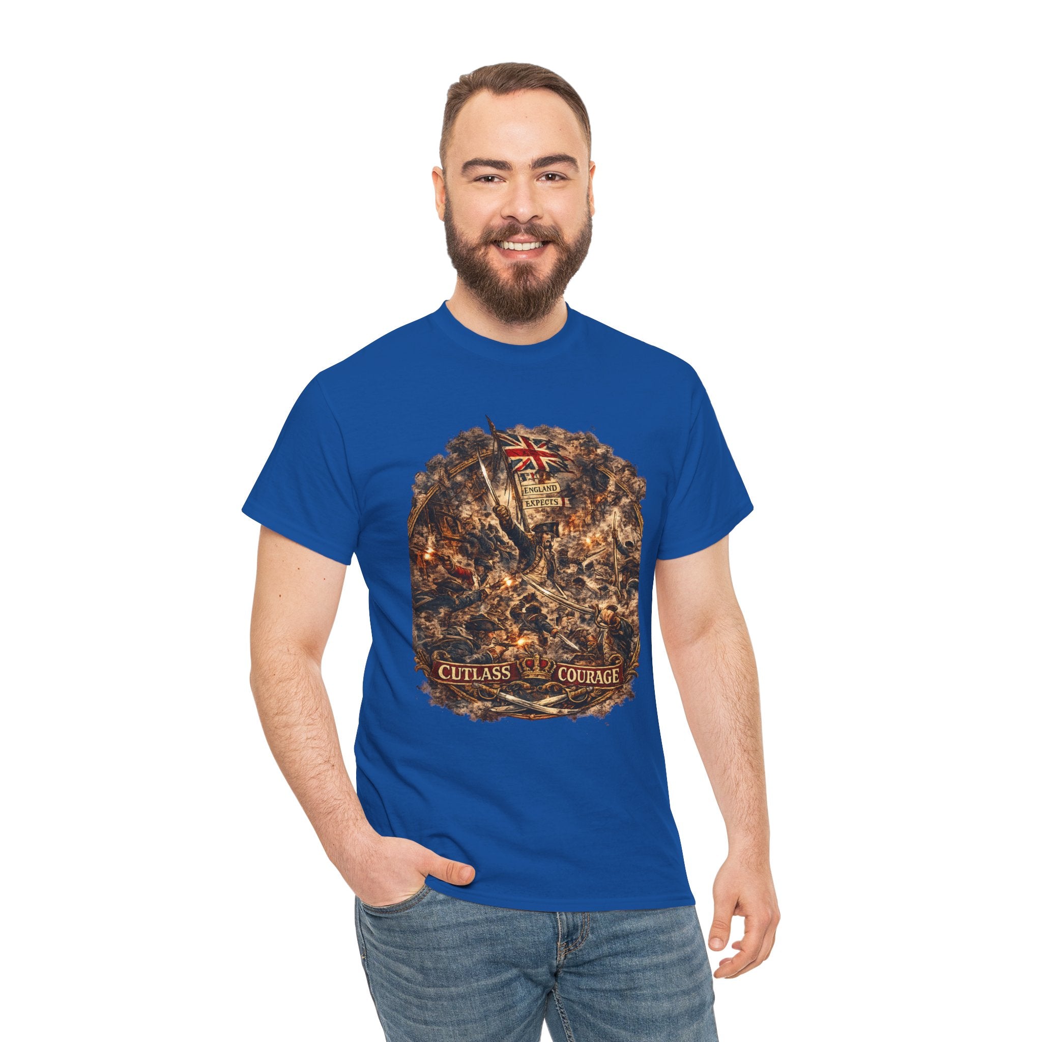 Cutlass Courage T-Shirt | Royal Navy Boarding Action Graphic Tee | Age of Sail Naval Battle Shirt