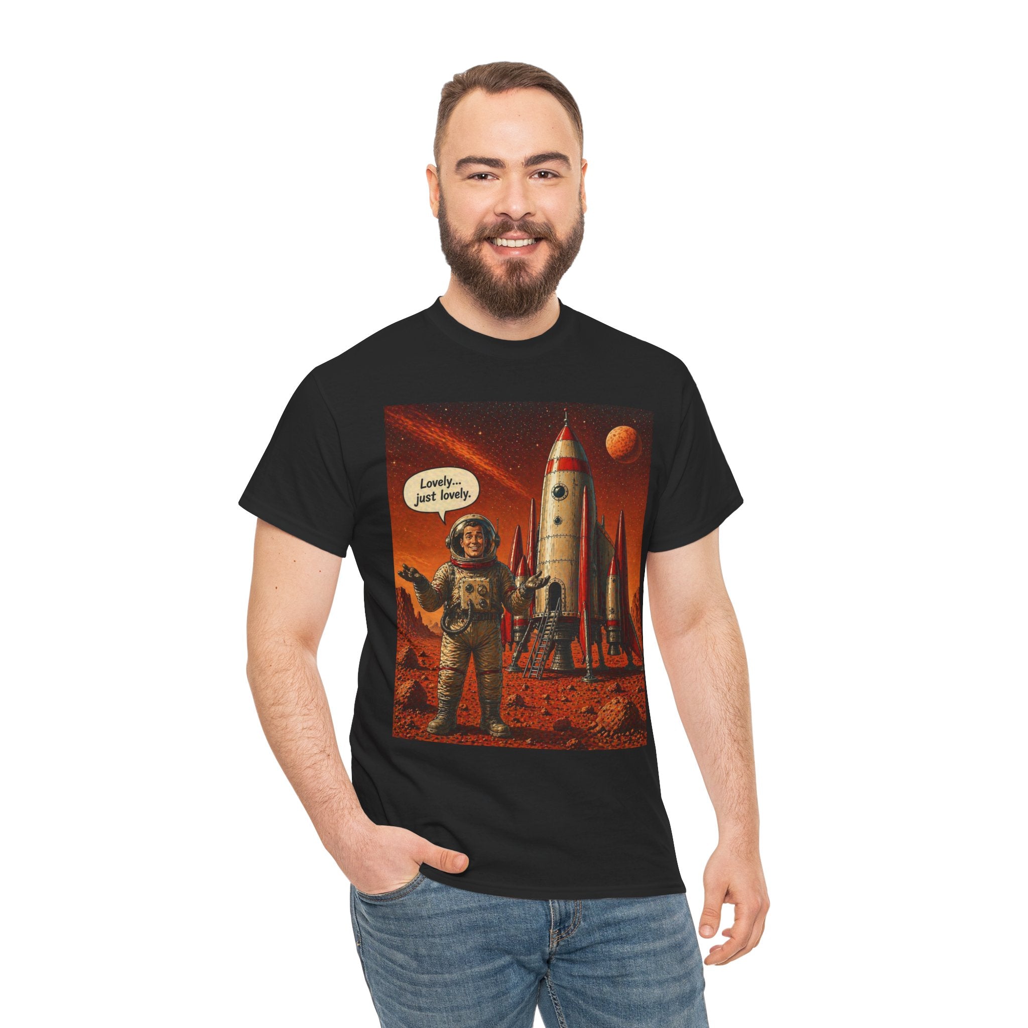 Retro Mars Astronaut T-Shirt — "Lonely But Loving It" Vintage Space Tee