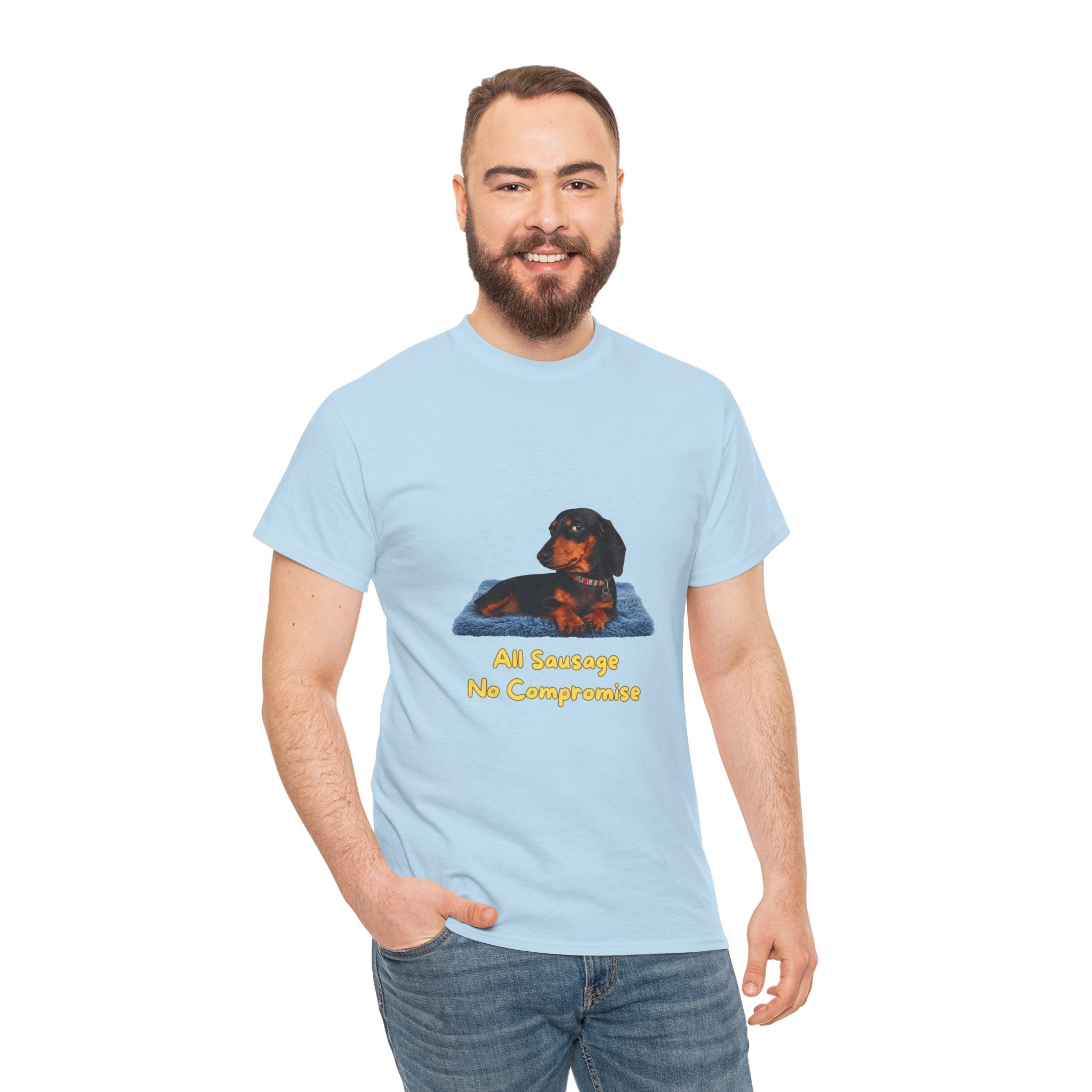 All Sausage No Compromise T-Shirt – Funny Dachshund Sausage Dog Attitude | Wiener Dog Bold Graphic Tee