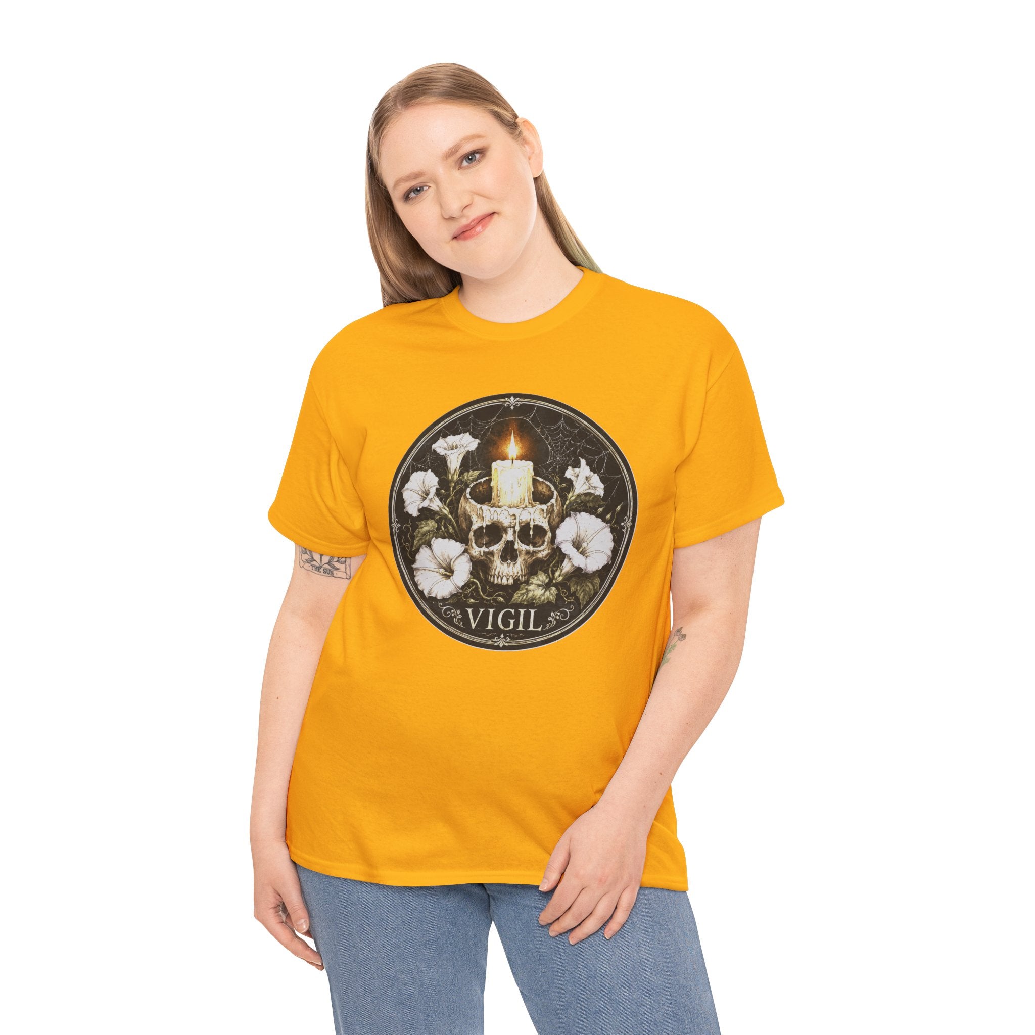 Vigil T-Shirt | Skull Candle Gothic Occult Tee