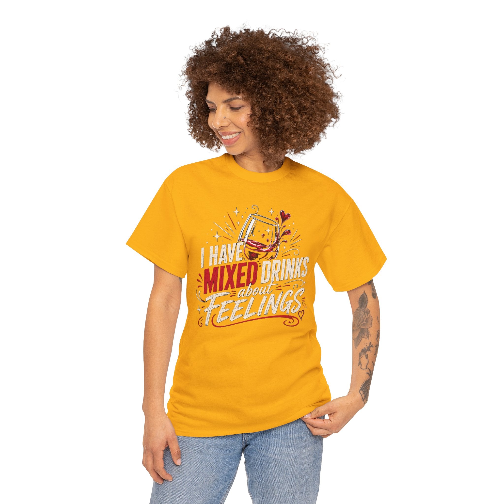 I Have Mixed Drinks About Feelings – Funny Wine Graphic T-Shirt