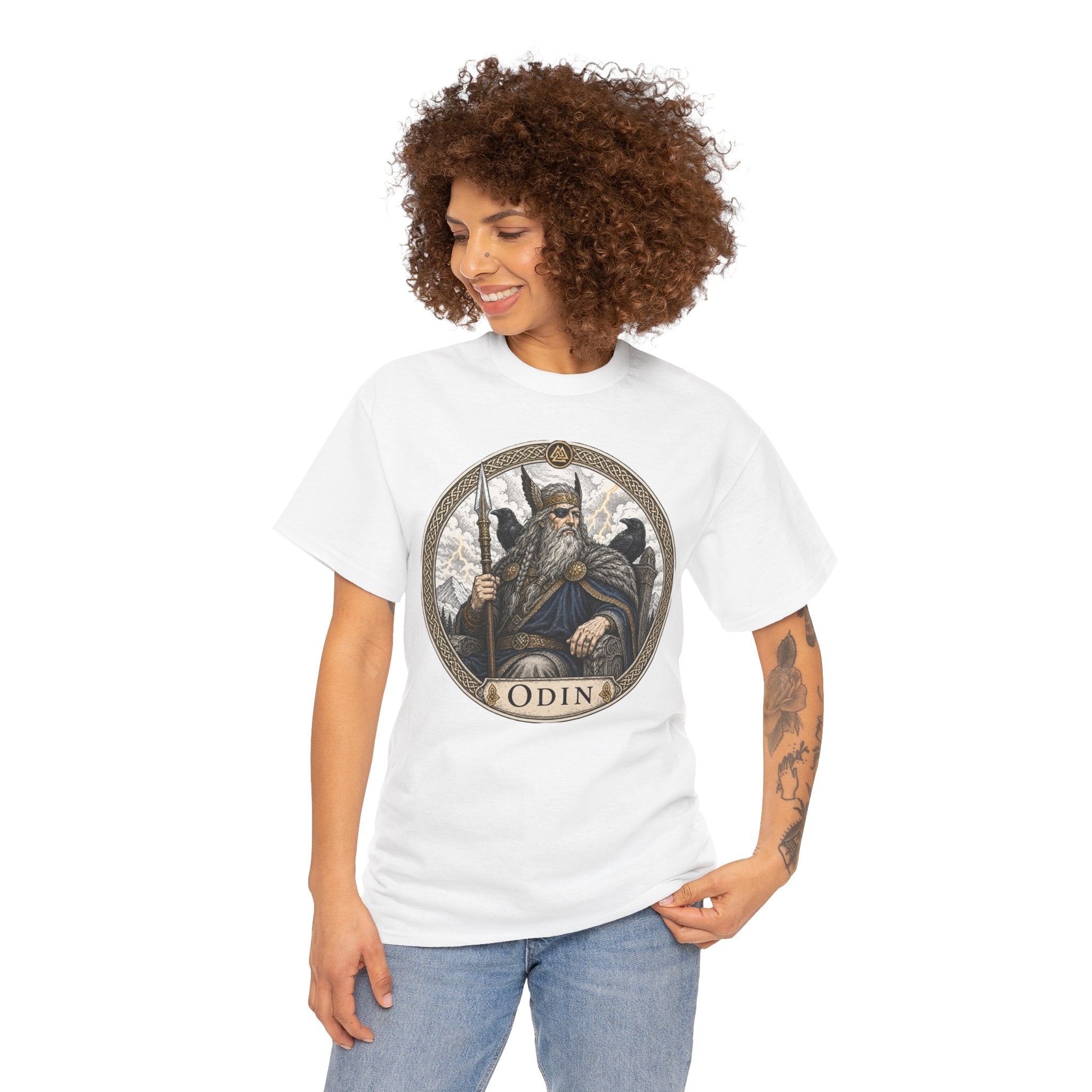 Odin Norse Mythology T-Shirt — Allfather Viking God Ravens Gungnir Valknut