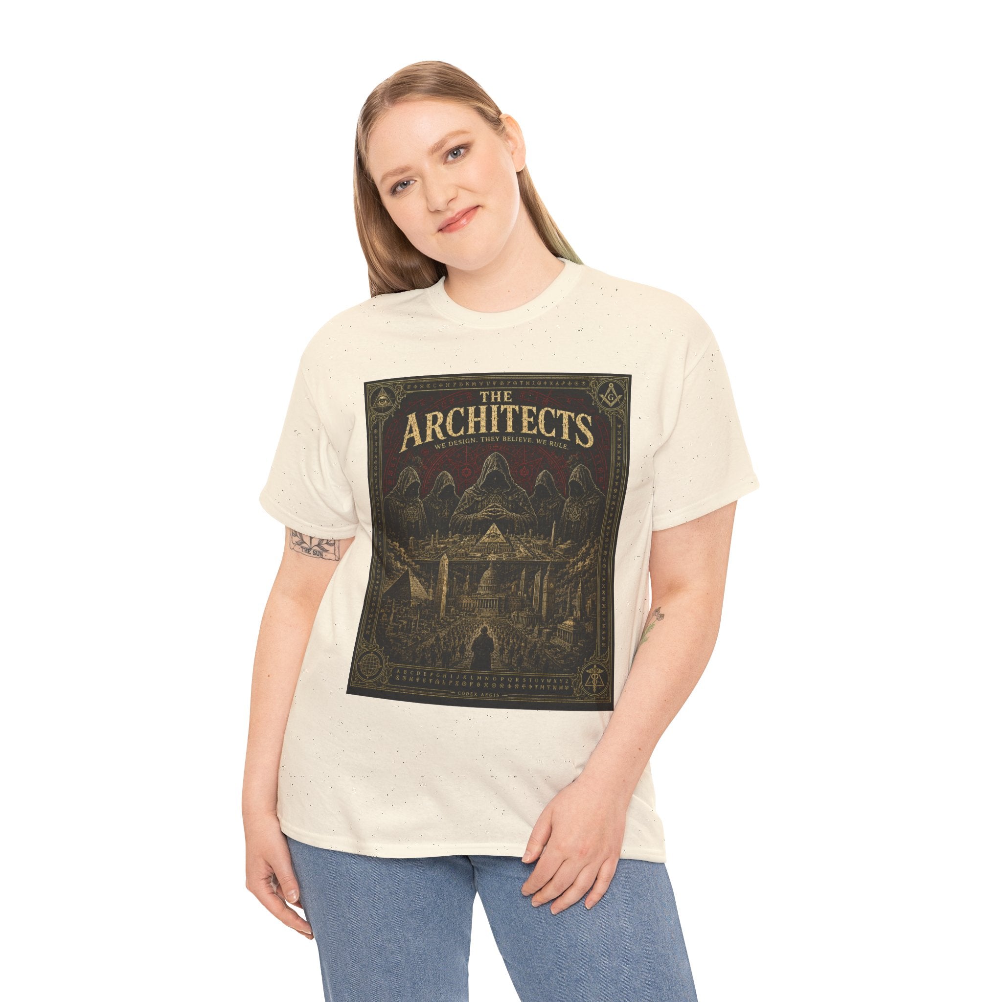 The Architects T-Shirt | Secret Society Occult Graphic Tee | Hooded Figures Conspiracy Aesthetic Shirt | Dark Academia Mystic Art