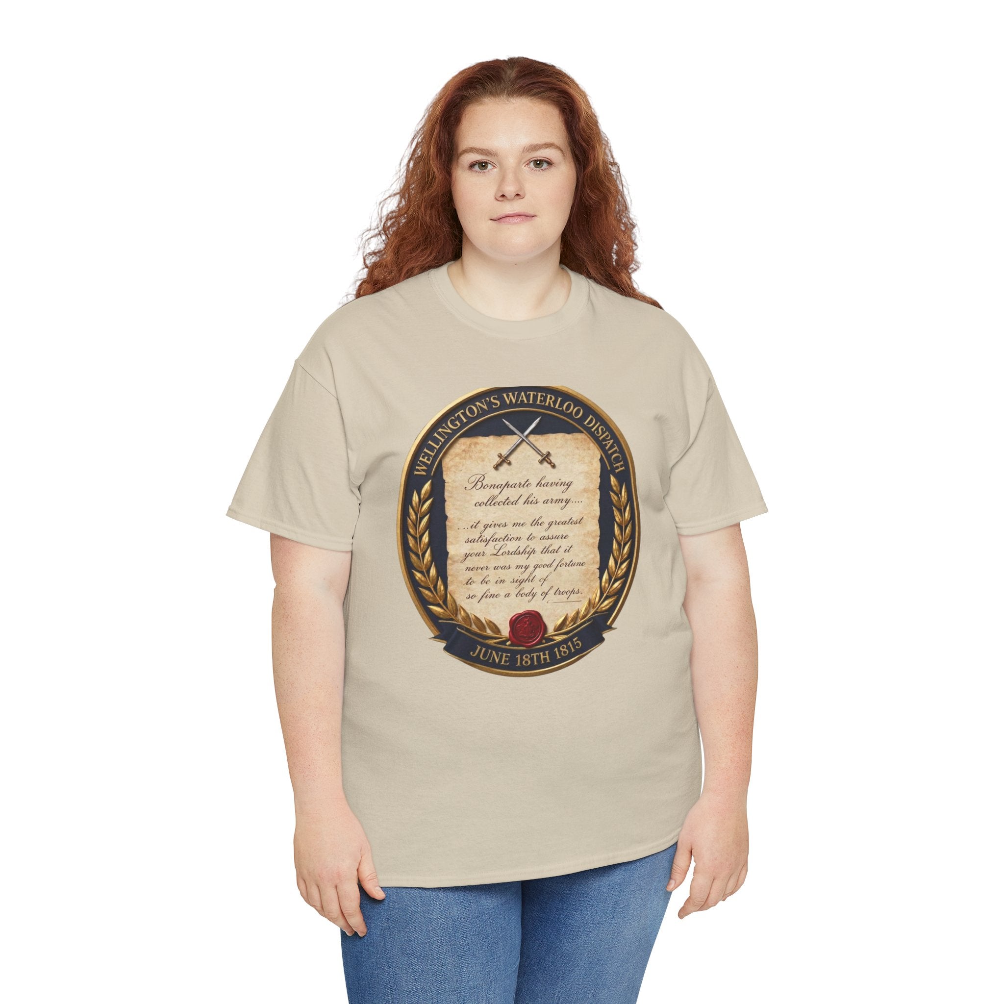 Wellington's Waterloo Dispatch T-Shirt | June 18th 1815 | So Fine a Body of Troops | British Military History Document Badge | Napoleonic Wars Collector Gift
