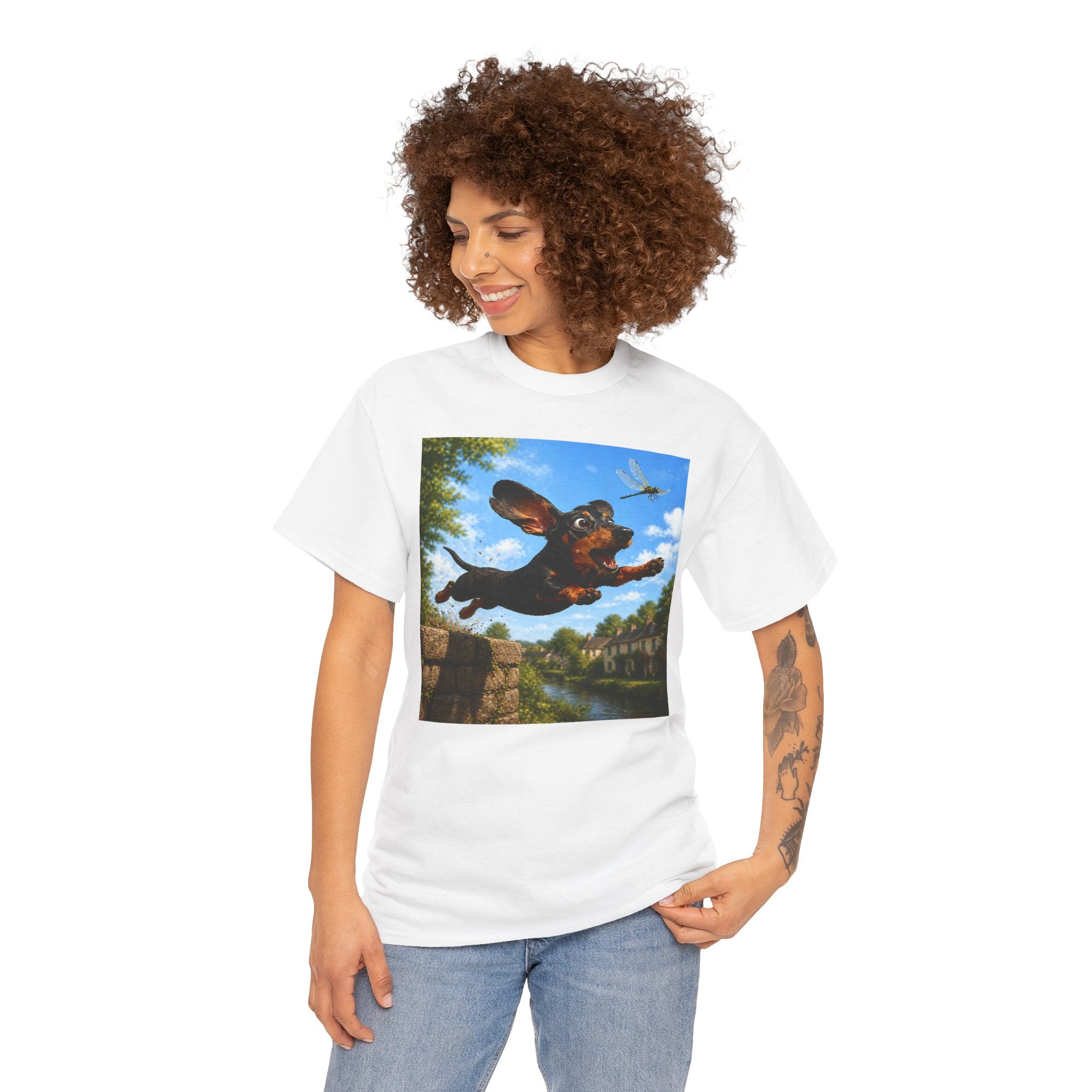 Flying Dachshund Dragonfly Chase T-Shirt