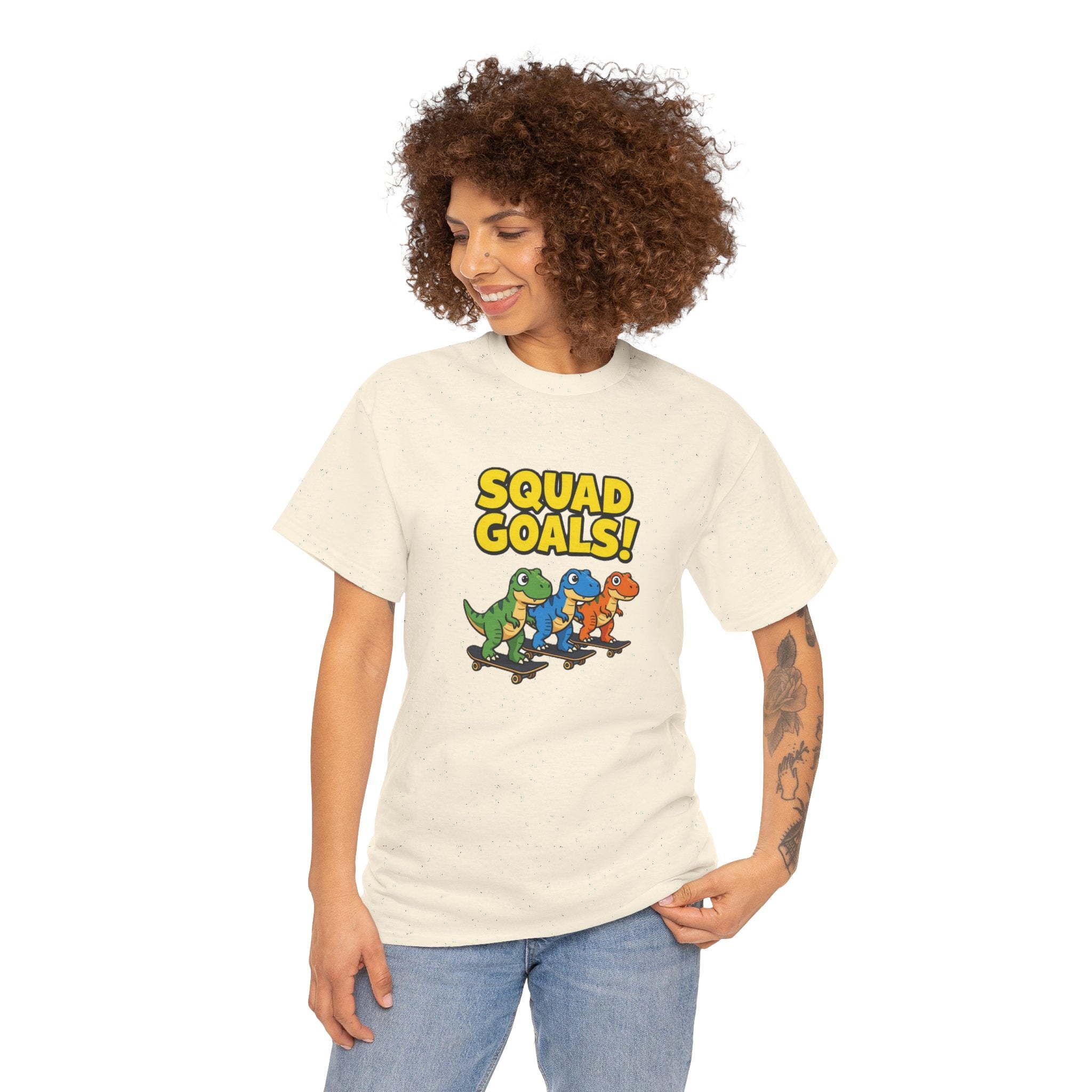 Squad Goals! Dinosaur T-Shirt – Cute Cartoon Dino Crew Tee