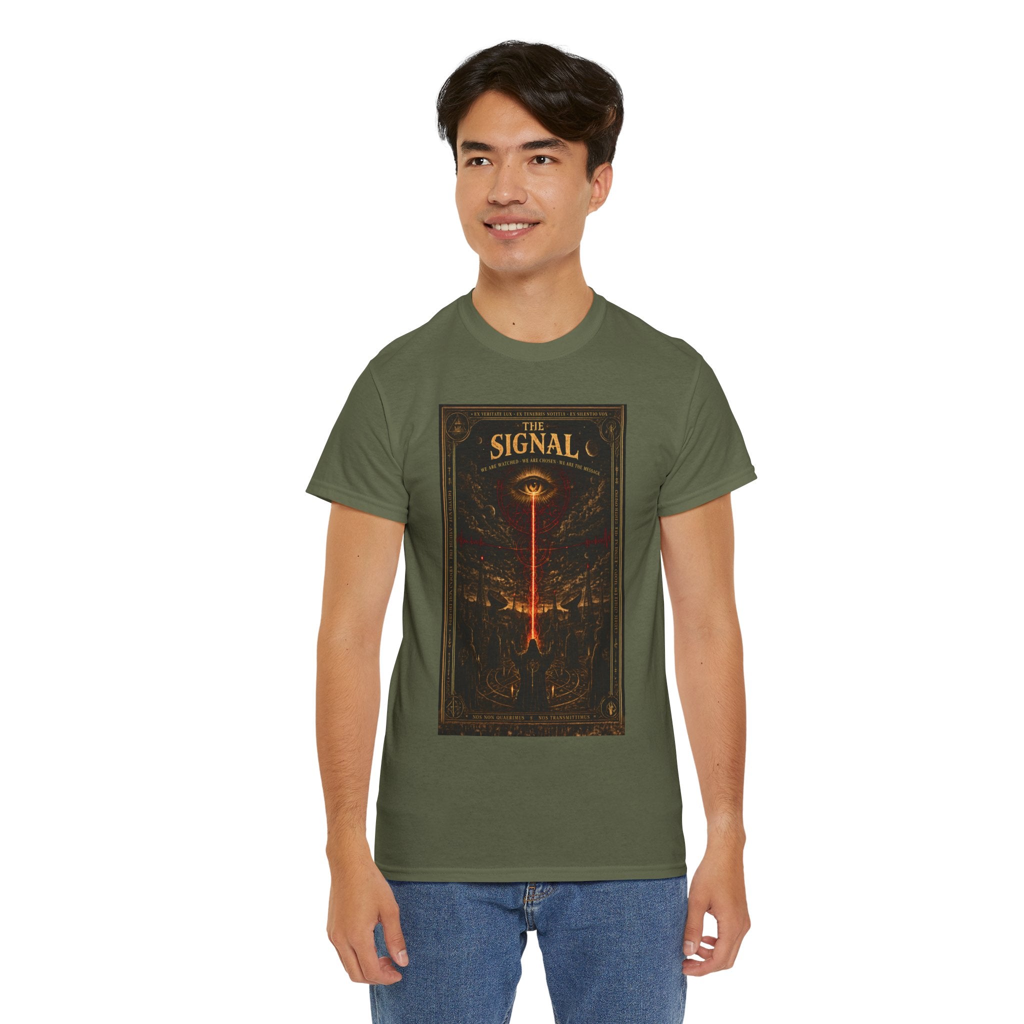 The Signal T-Shirt | Occult Conspiracy UFO Graphic Tee | All Seeing Eye Esoteric Shirt | Dark Academia Cult Aesthetic Art
