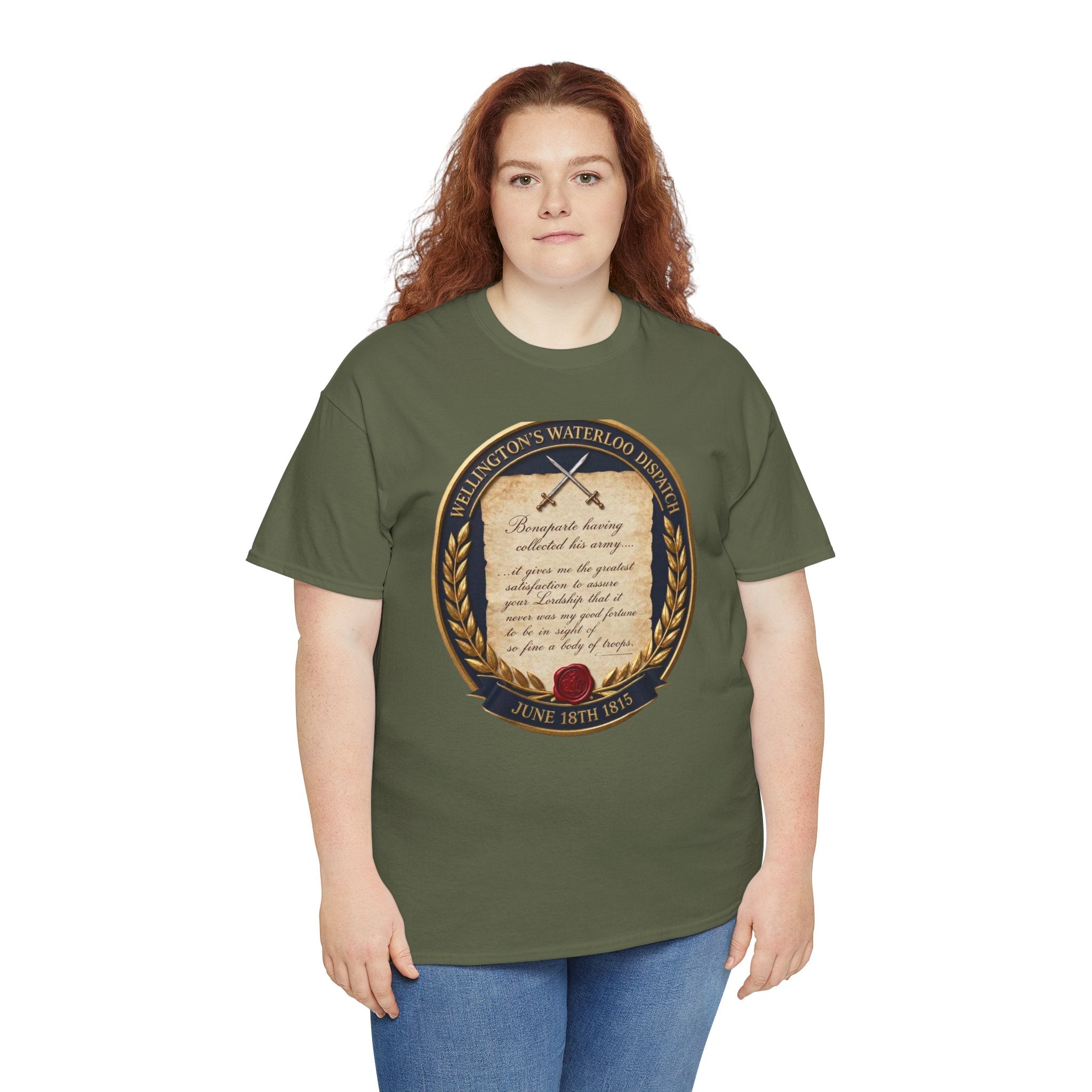 Wellington's Waterloo Dispatch T-Shirt | June 18th 1815 | So Fine a Body of Troops | British Military History Document Badge | Napoleonic Wars Collector Gift