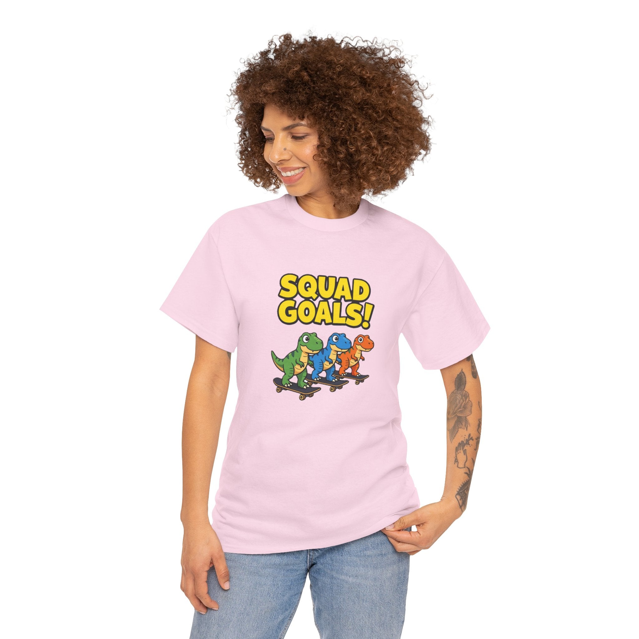 Squad Goals! Dinosaur T-Shirt – Cute Cartoon Dino Crew Tee
