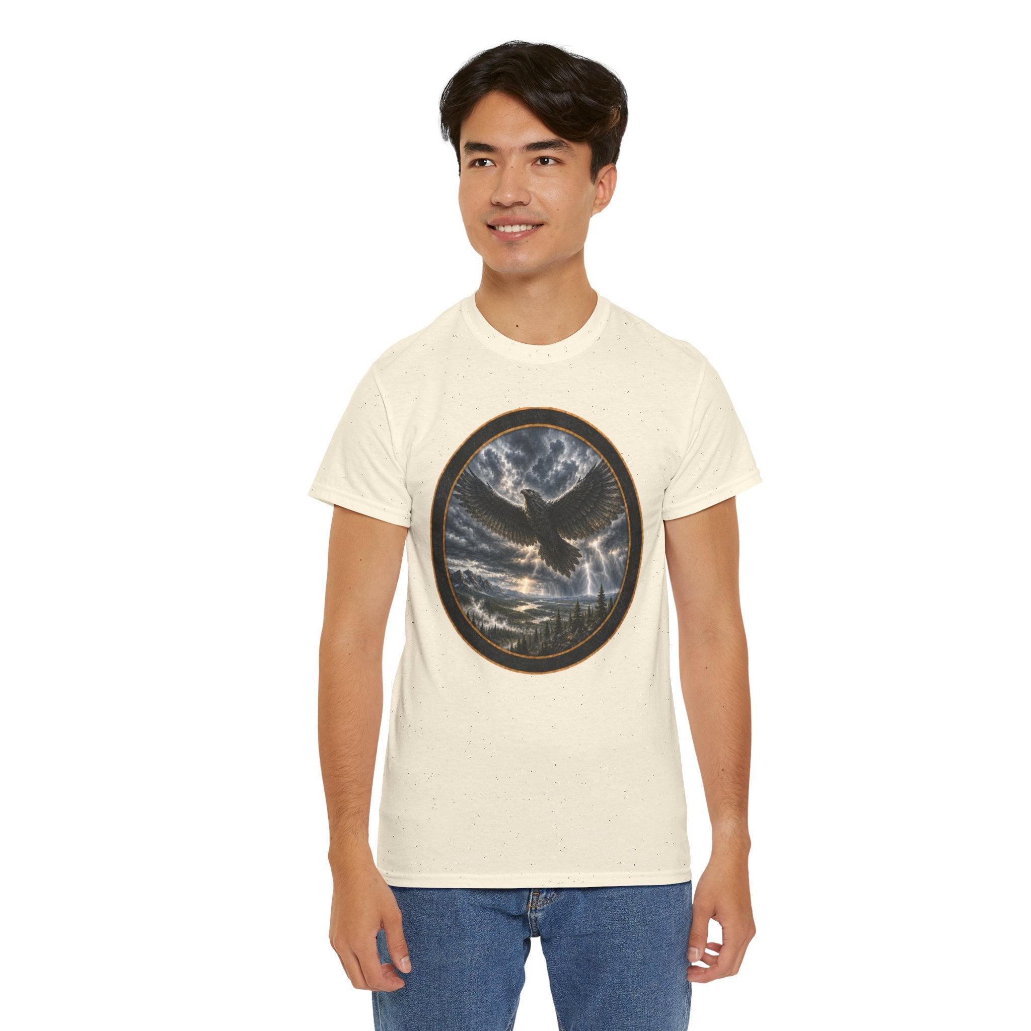 The Thunderbird Circle Tee — Gothic Nature Graphic T-Shirt