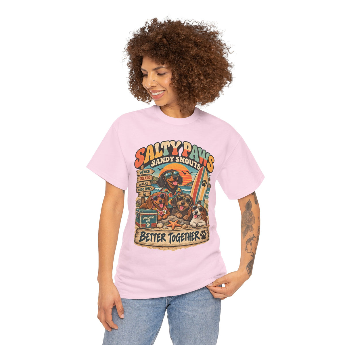 Salty Paws Sandy Snouts Dachshund Beach T-Shirt