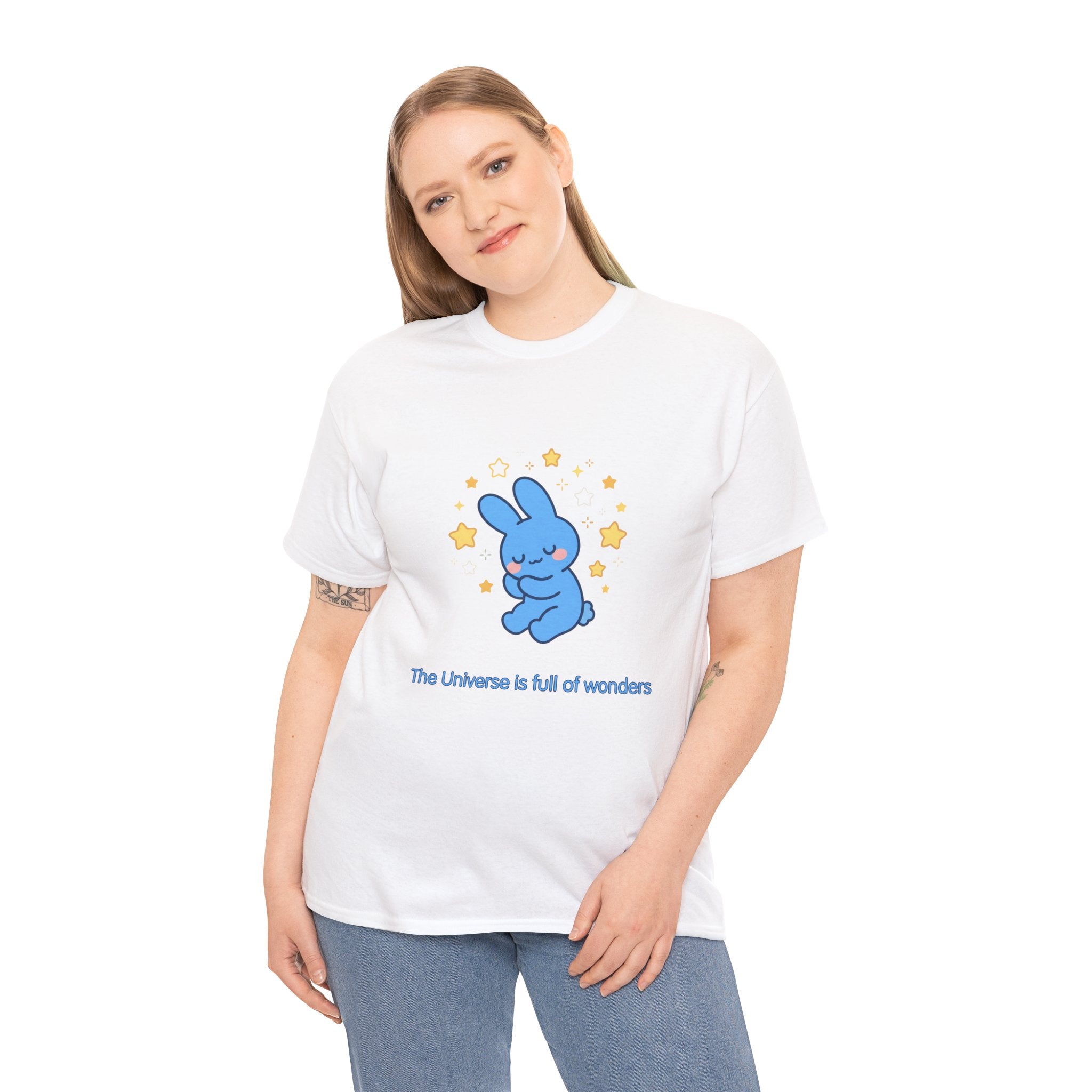 The Universe Is Full of Wonders T-Shirt | Cute Blue Bunny Tee | Kids & Family Kawaii Graphic T-Shirt