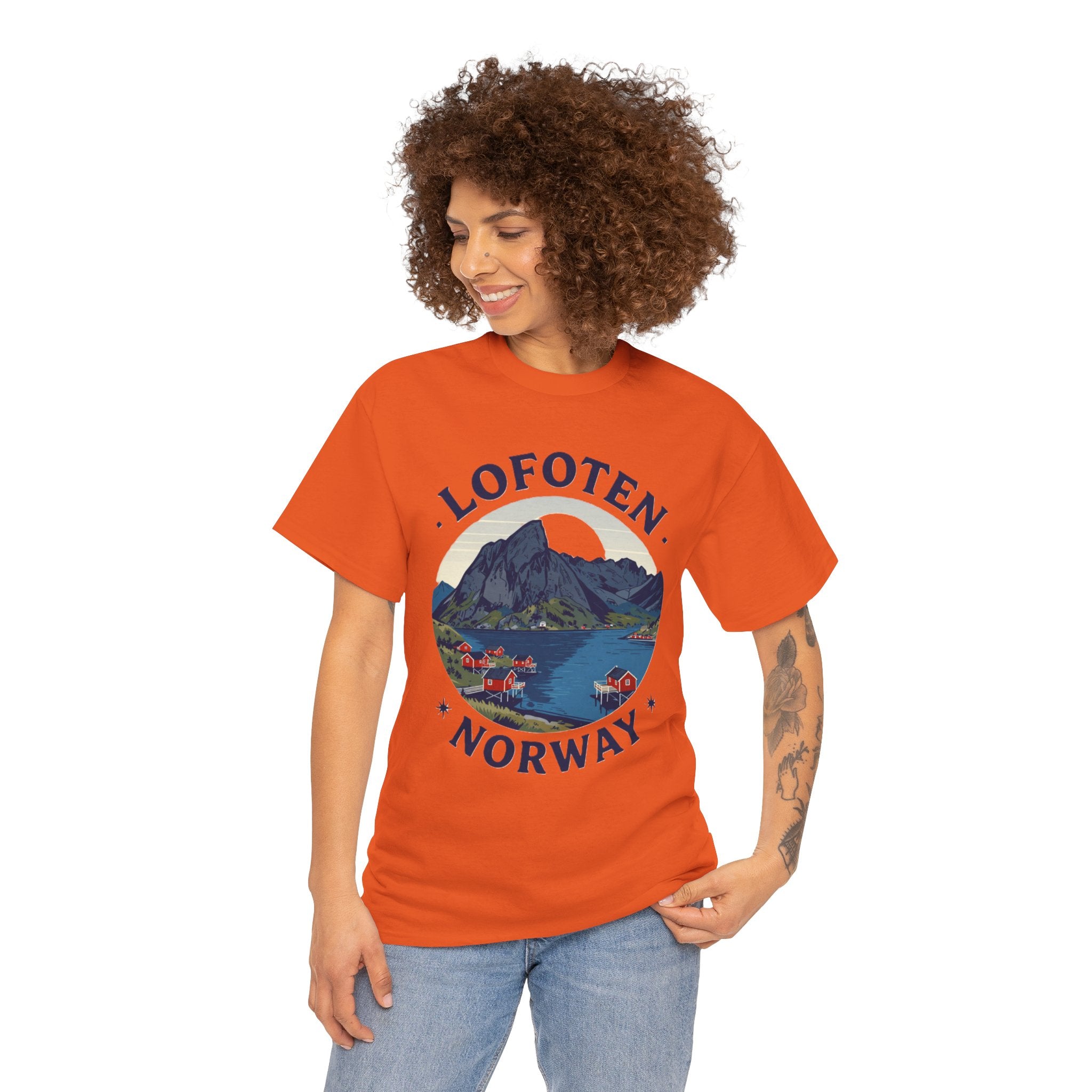 Lofoten Norway Graphic Tee — Scenic Mountain & Fjord Travel T-Shirt