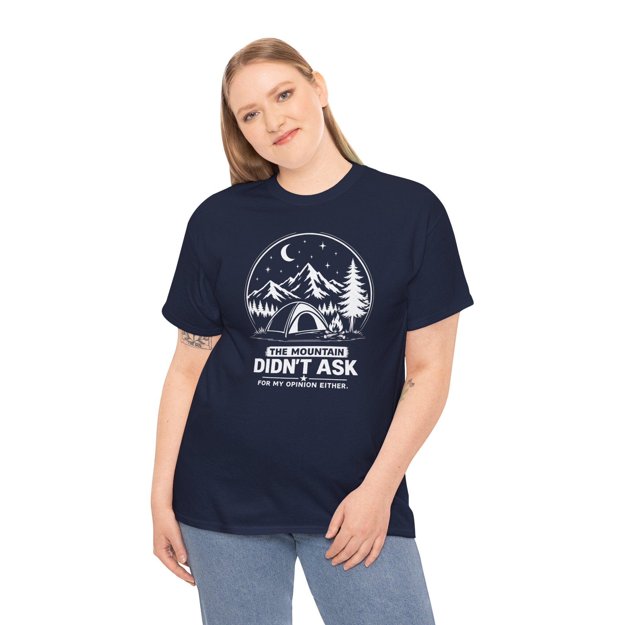The Mountain Didn't Ask T-Shirt — Retro Camper Outdoor Adventure Tee