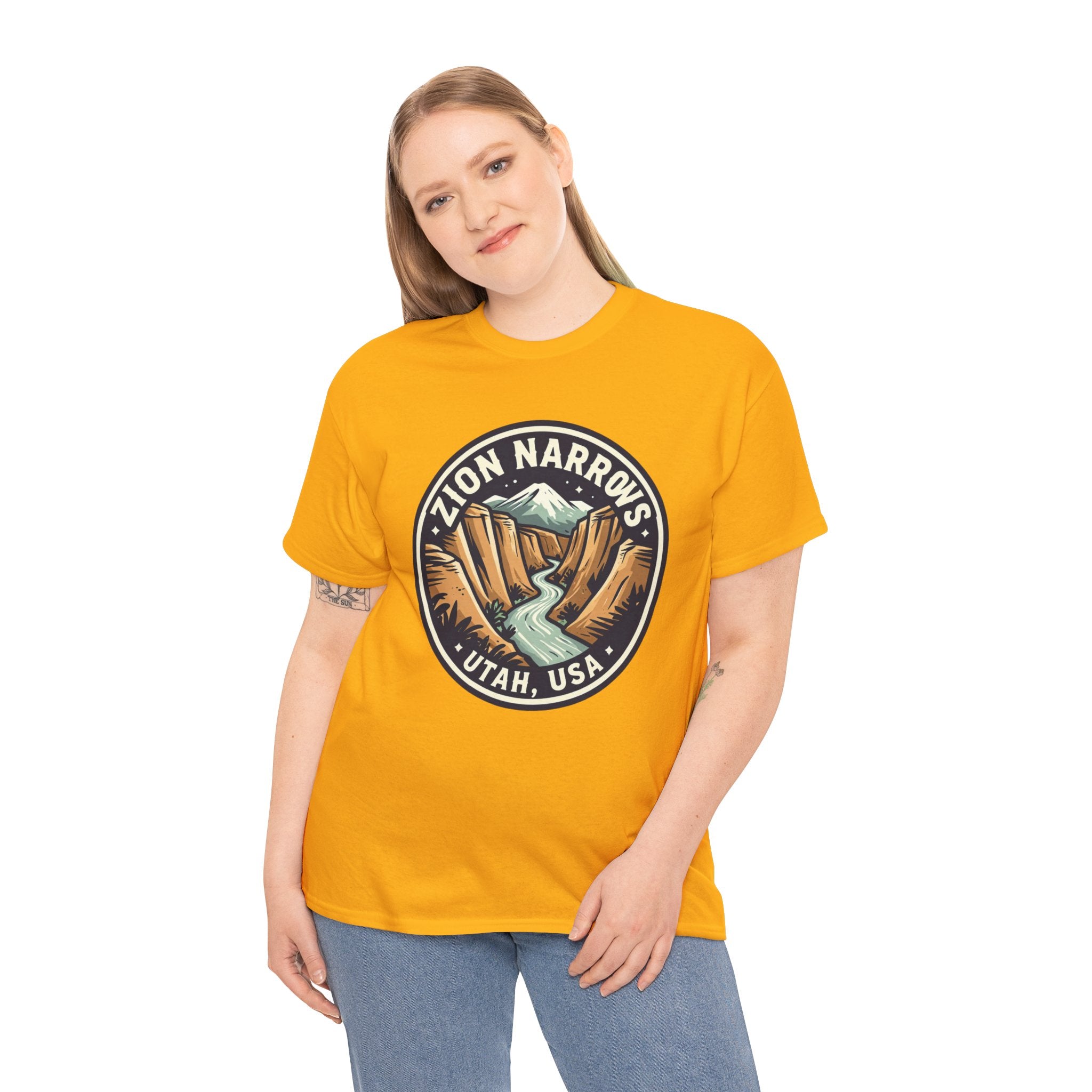 Zion Narrows Utah River Badge Tee — National Park Hiking T‑Shirt