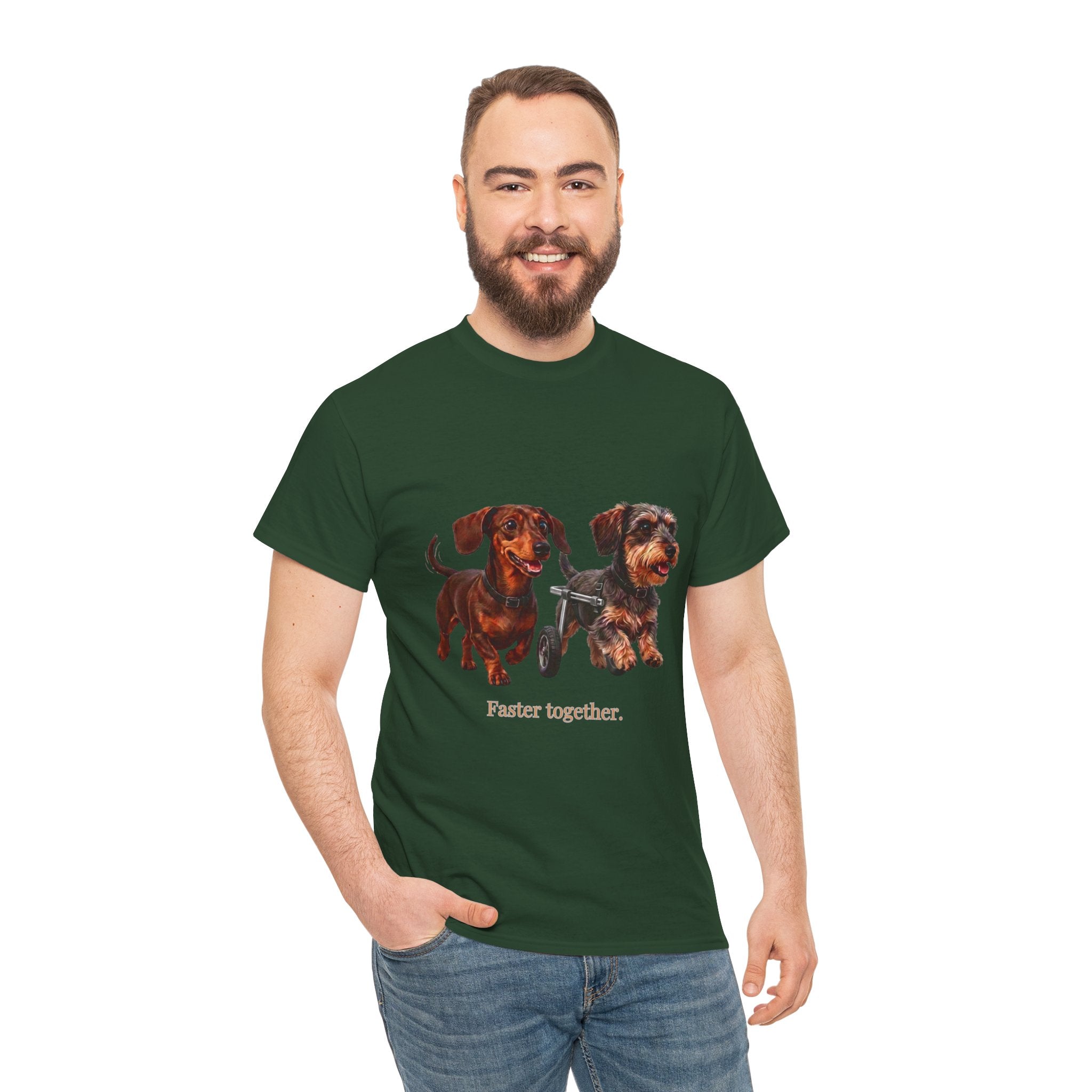 Dachshund Duo Tee – “Faster Together” Wiener Dog T-Shirt