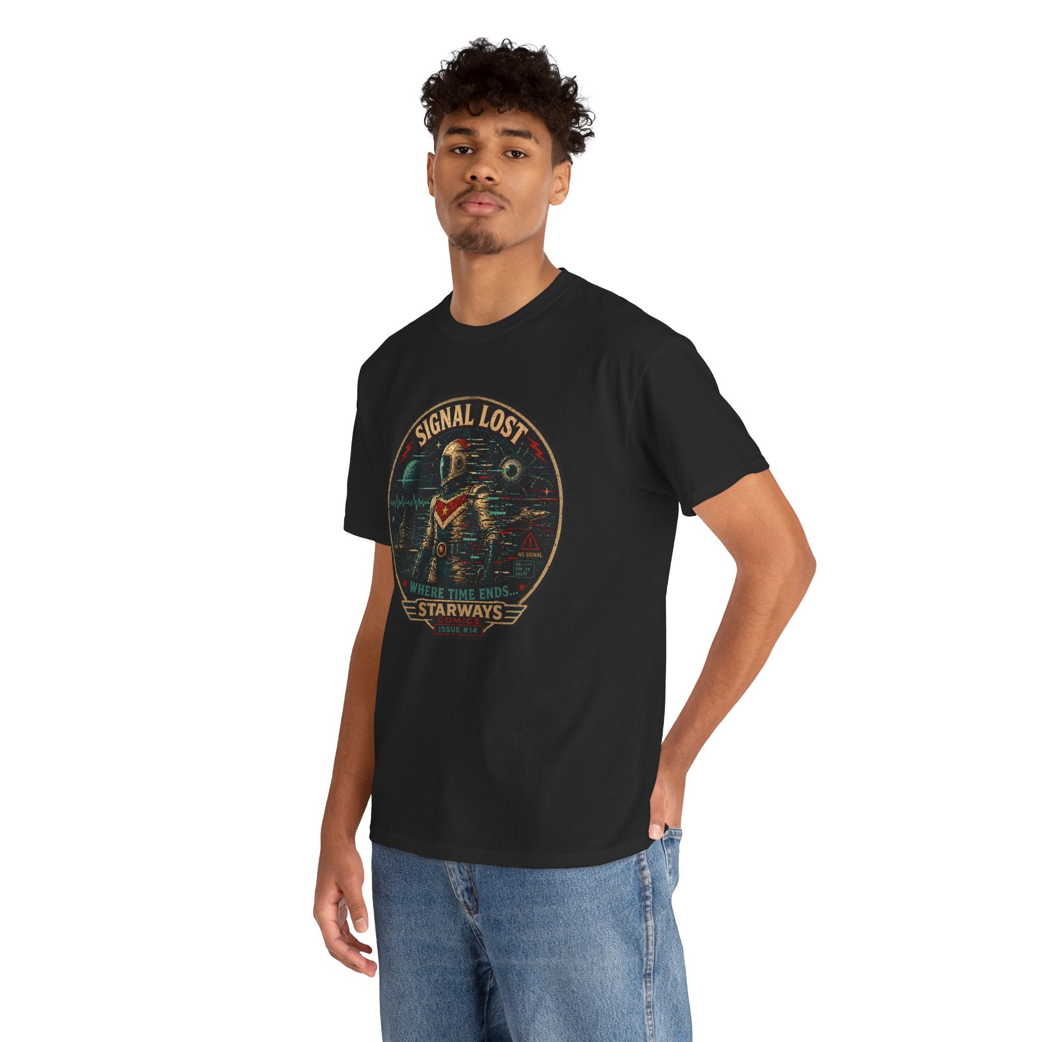 Signal Lost T-Shirt | Retro Sci-Fi Astronaut Graphic Tee | Starways Comics Vintage Space Shirt