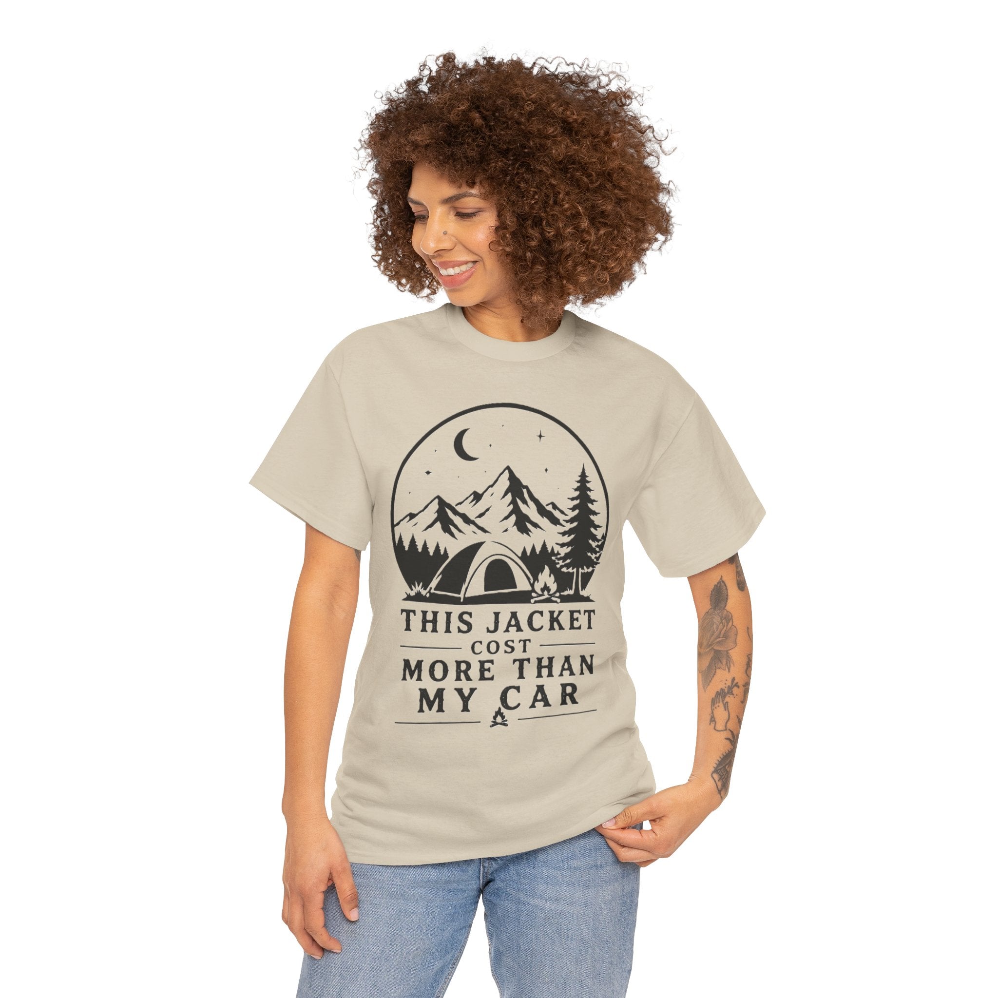 Camping T-Shirt — “This Jacket Cost More Than My Car” Outdoor Graphic Tee