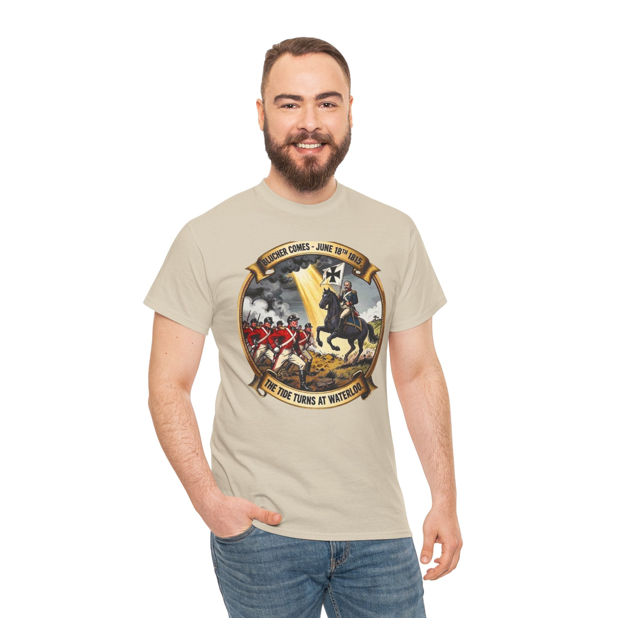 Blücher Comes — Waterloo 1815 T-Shirt | The Tide Turns at Waterloo | Prussian Army Badge Graphic Tee | Anglo-Prussian Alliance Gift | Napoleonic Wars Heritage