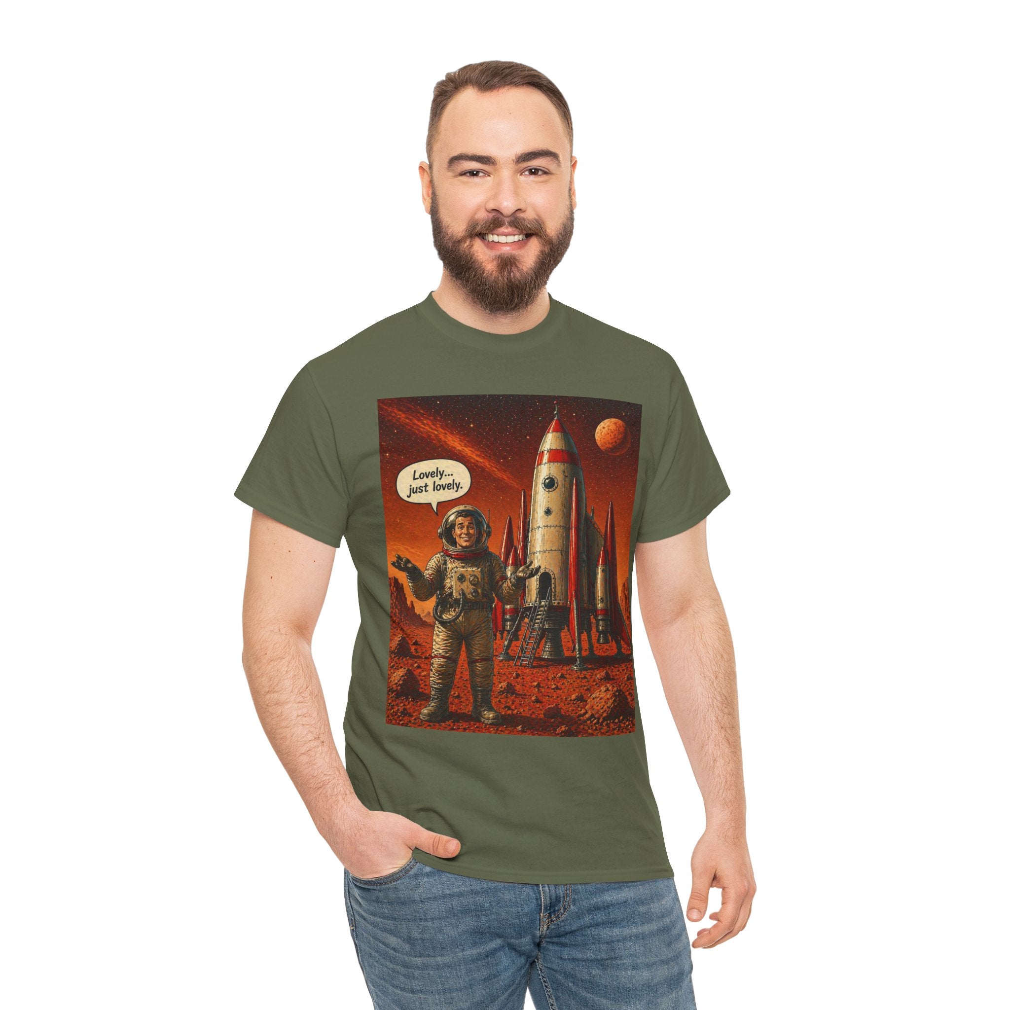 Retro Mars Astronaut T-Shirt — "Lonely But Loving It" Vintage Space Tee