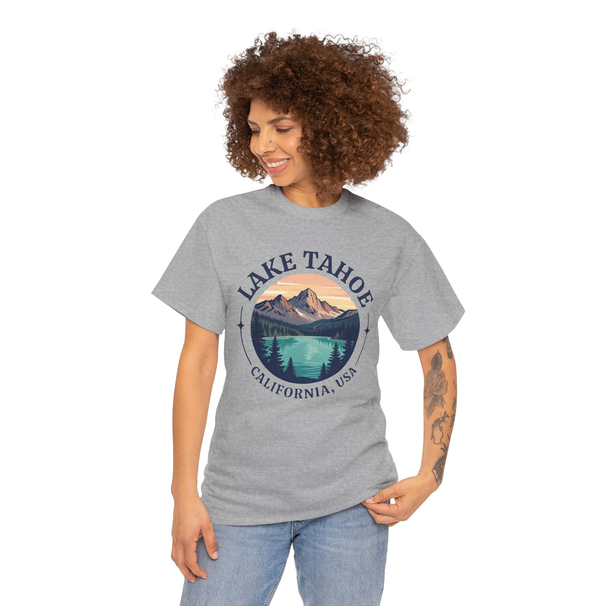 Lake Tahoe Graphic Tee — California Mountain & Lake Vintage Travel Shirt