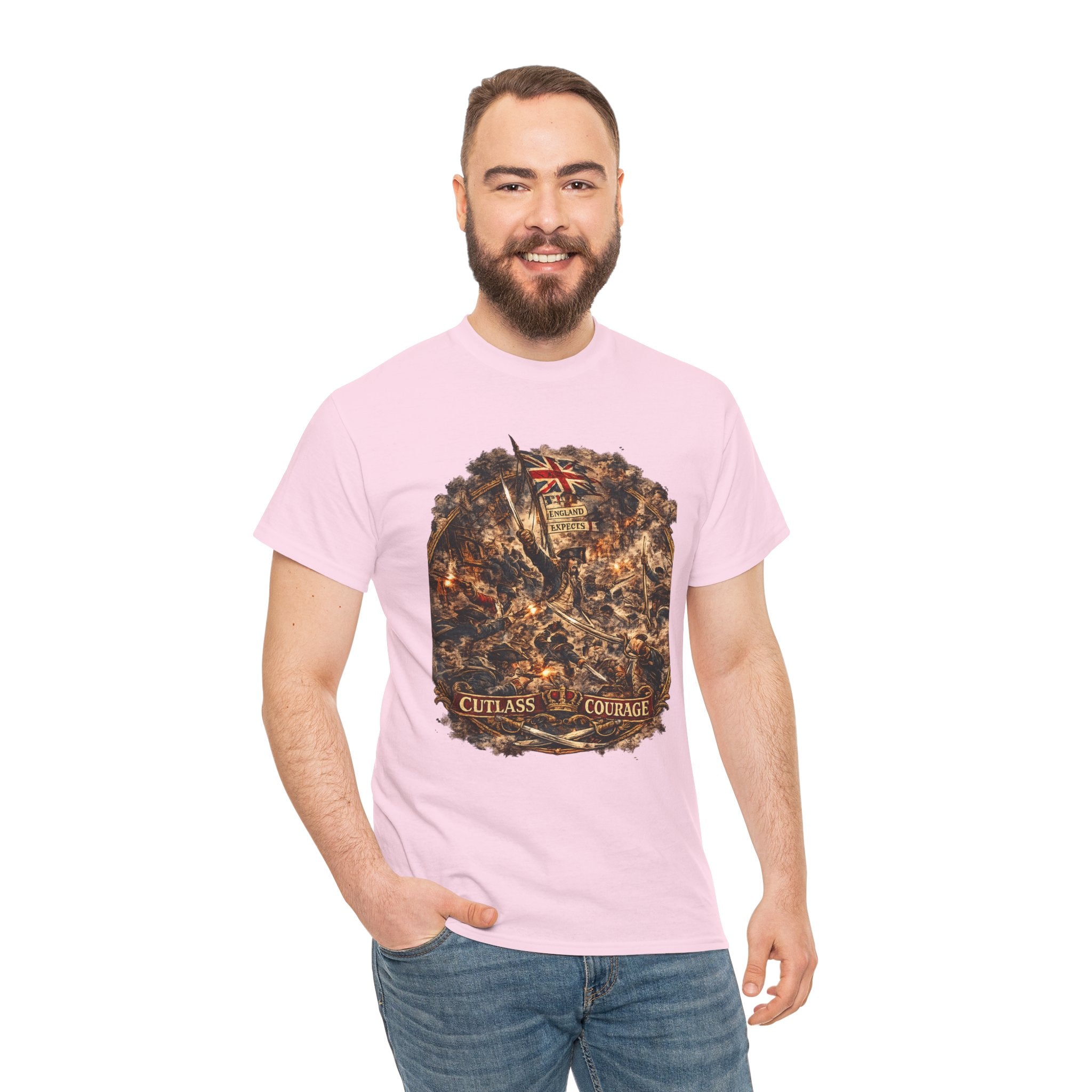Cutlass Courage T-Shirt | Royal Navy Boarding Action Graphic Tee | Age of Sail Naval Battle Shirt