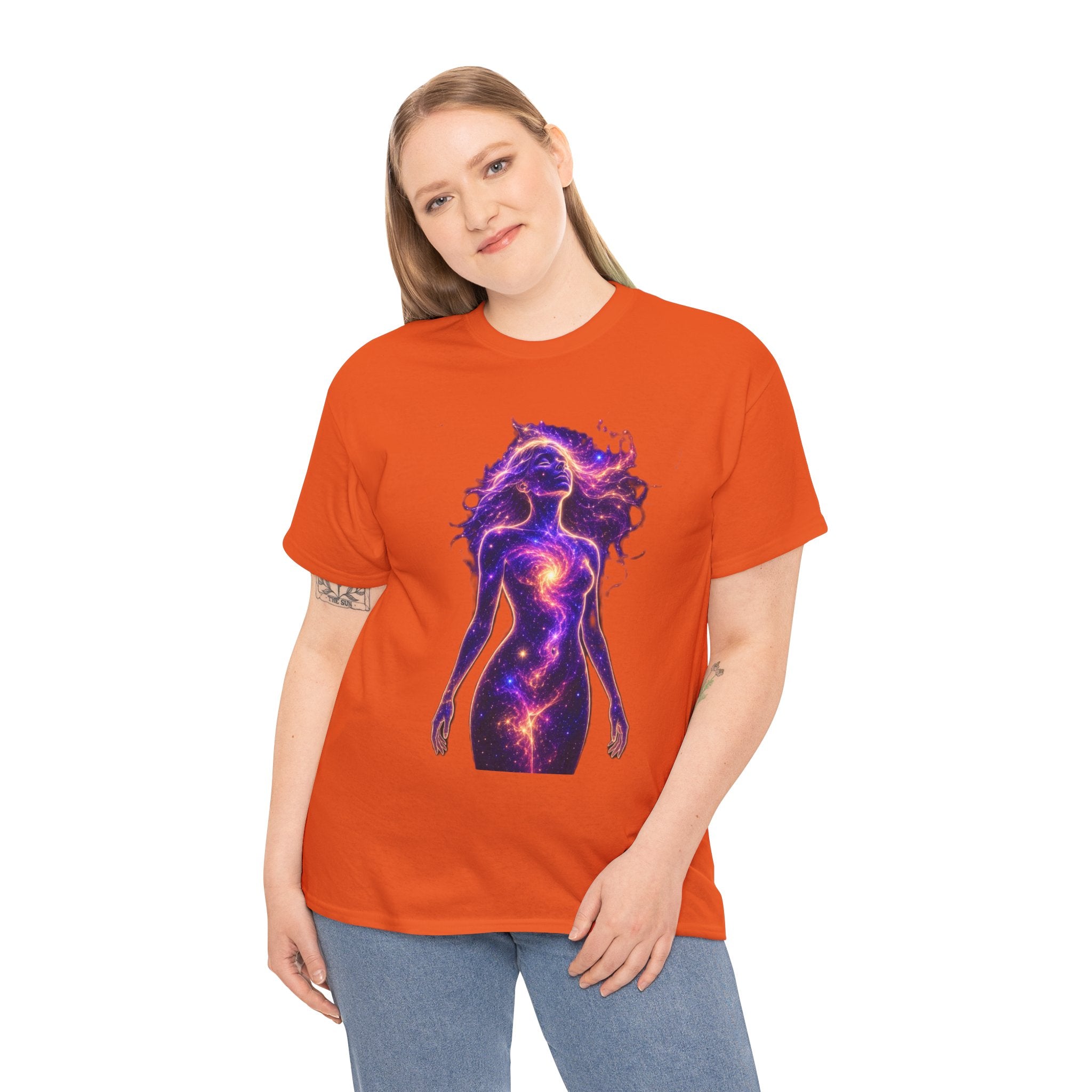 Cosmic Goddess Galaxy T-Shirt – Celestial Female Spirit, Universe Body, Nebula Art, Mystical Space Graphic Tee