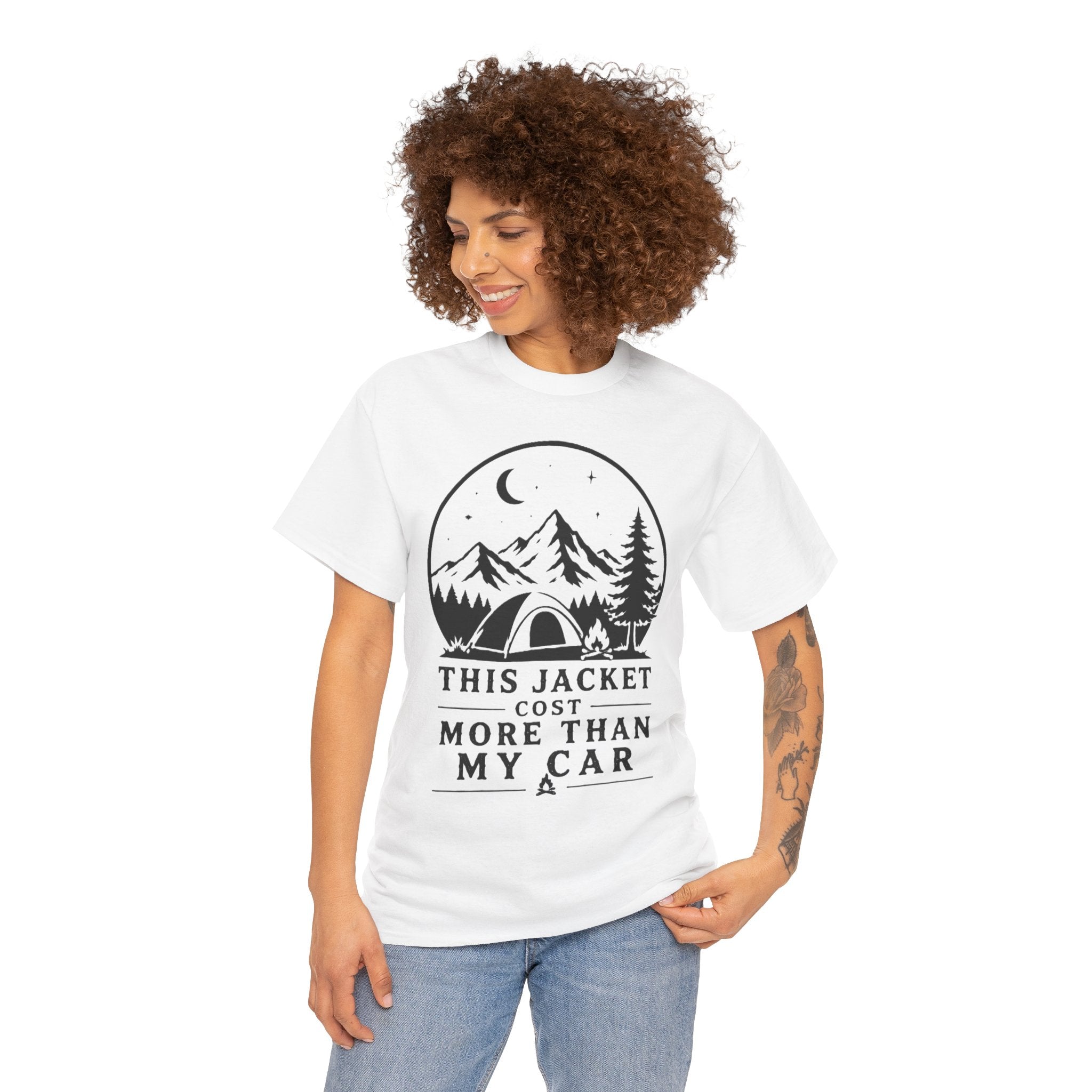 Camping T-Shirt — “This Jacket Cost More Than My Car” Outdoor Graphic Tee