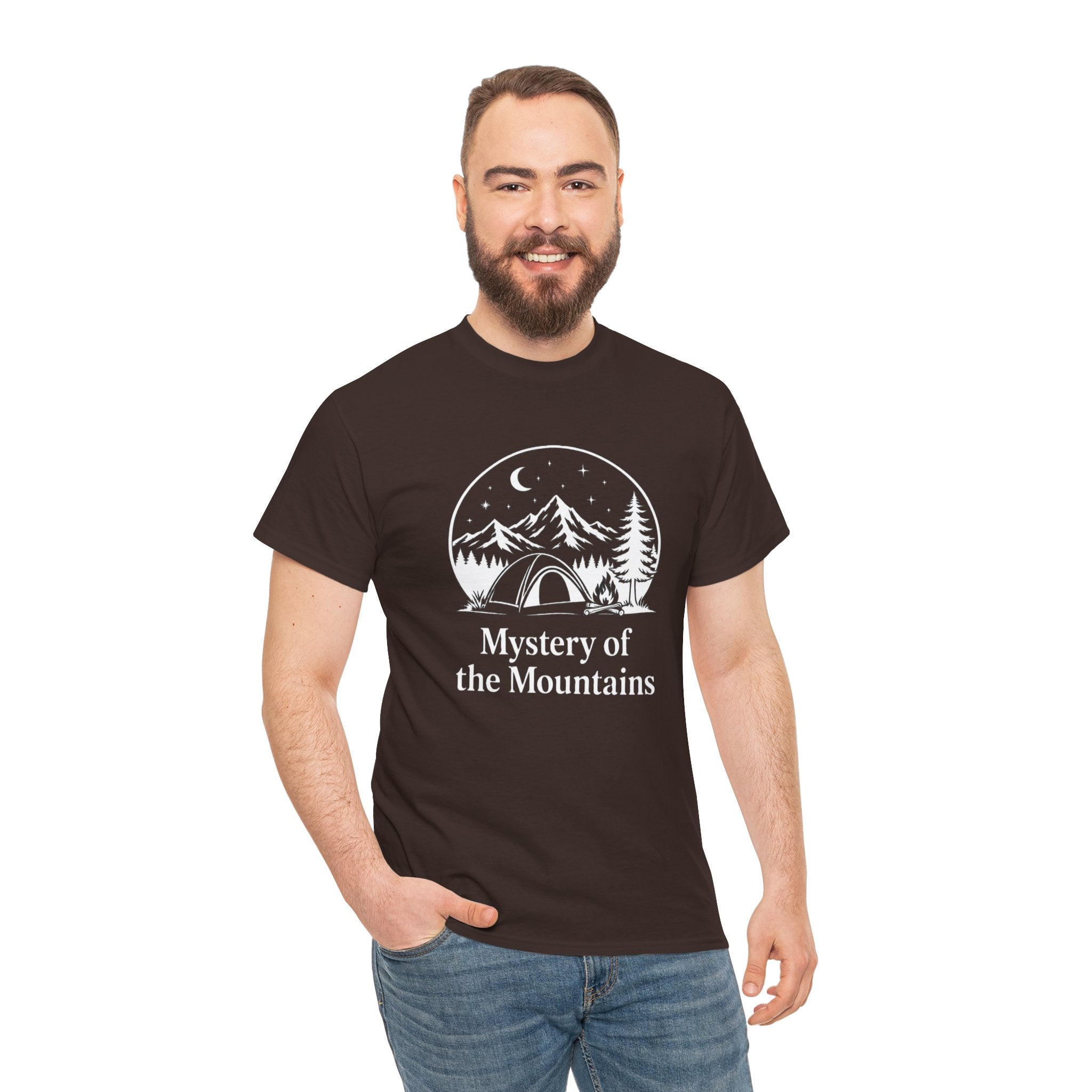 Mystery of the Mountains Tee — Minimal Mountain Sunset Camping Graphic Shirt -⛺ Home is Where You Pitch It — Campers Know Best