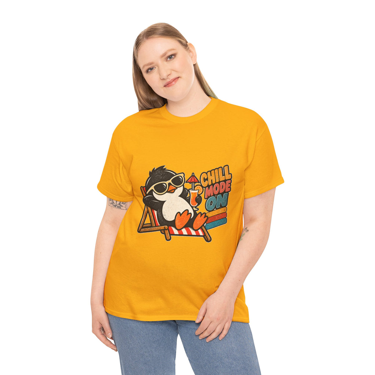 Chill Mode On Penguin T-Shirt – Funny Relaxing Penguin Deckchair Tee