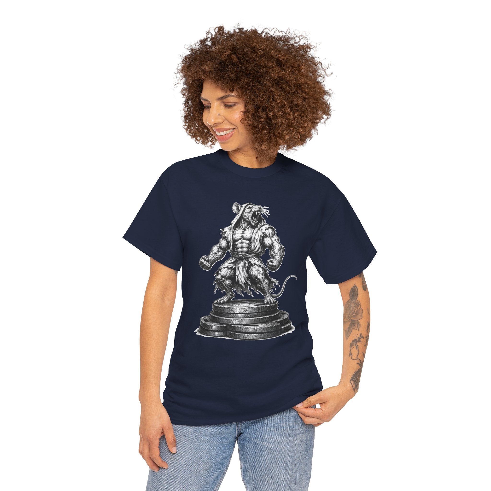Gym Rat T-Shirt | Roaring Bodybuilder Rat Illustration Tee