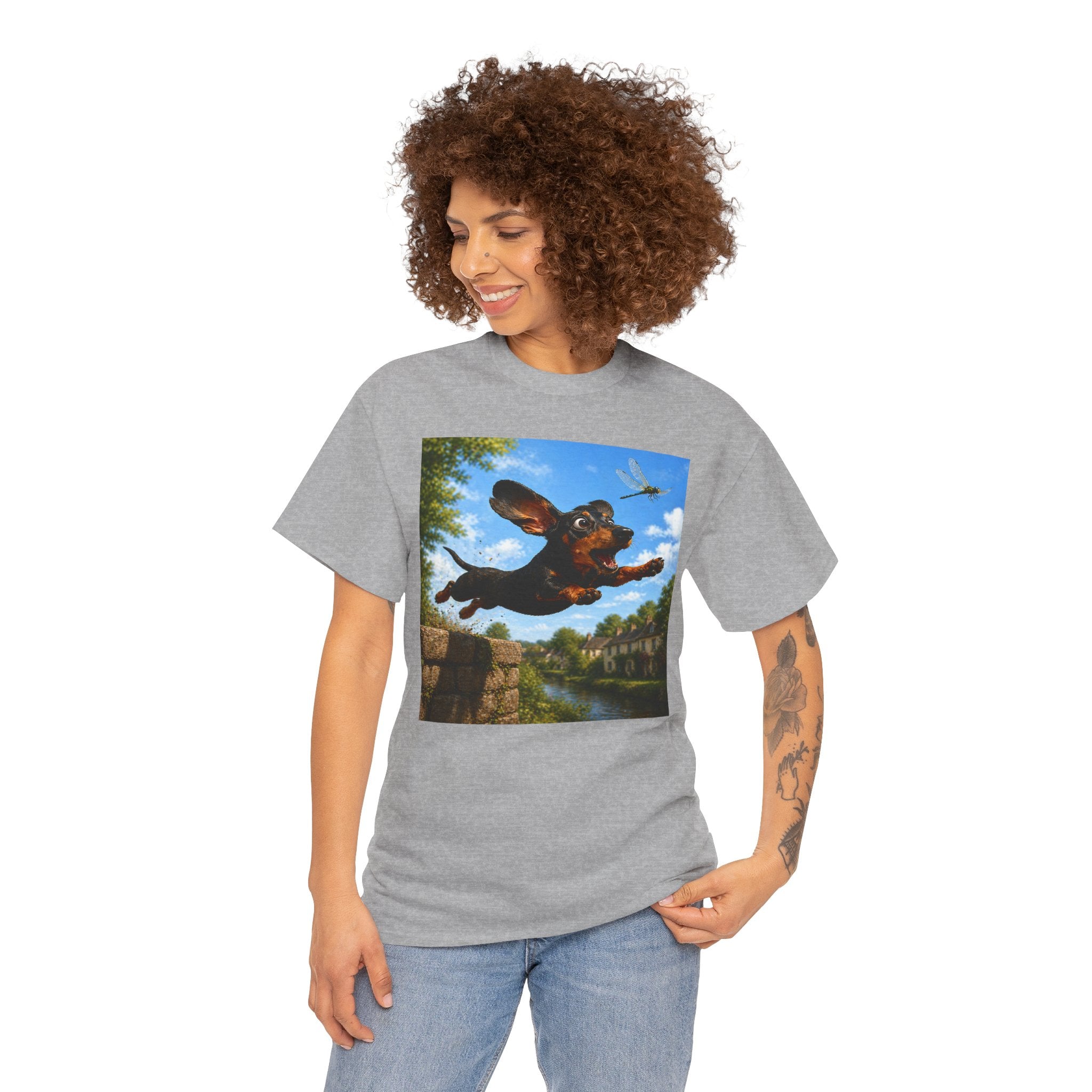 Flying Dachshund Dragonfly Chase T-Shirt