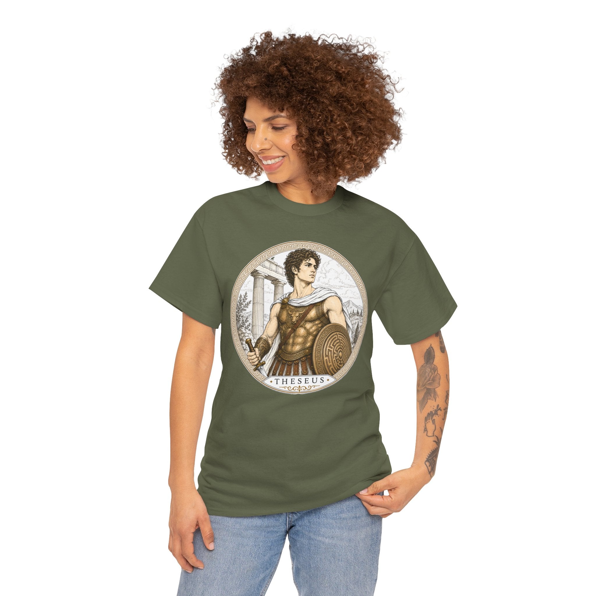 Theseus Greek Mythology T-Shirt — Ancient Hero Labyrinth Shield Minotaur Slayer
