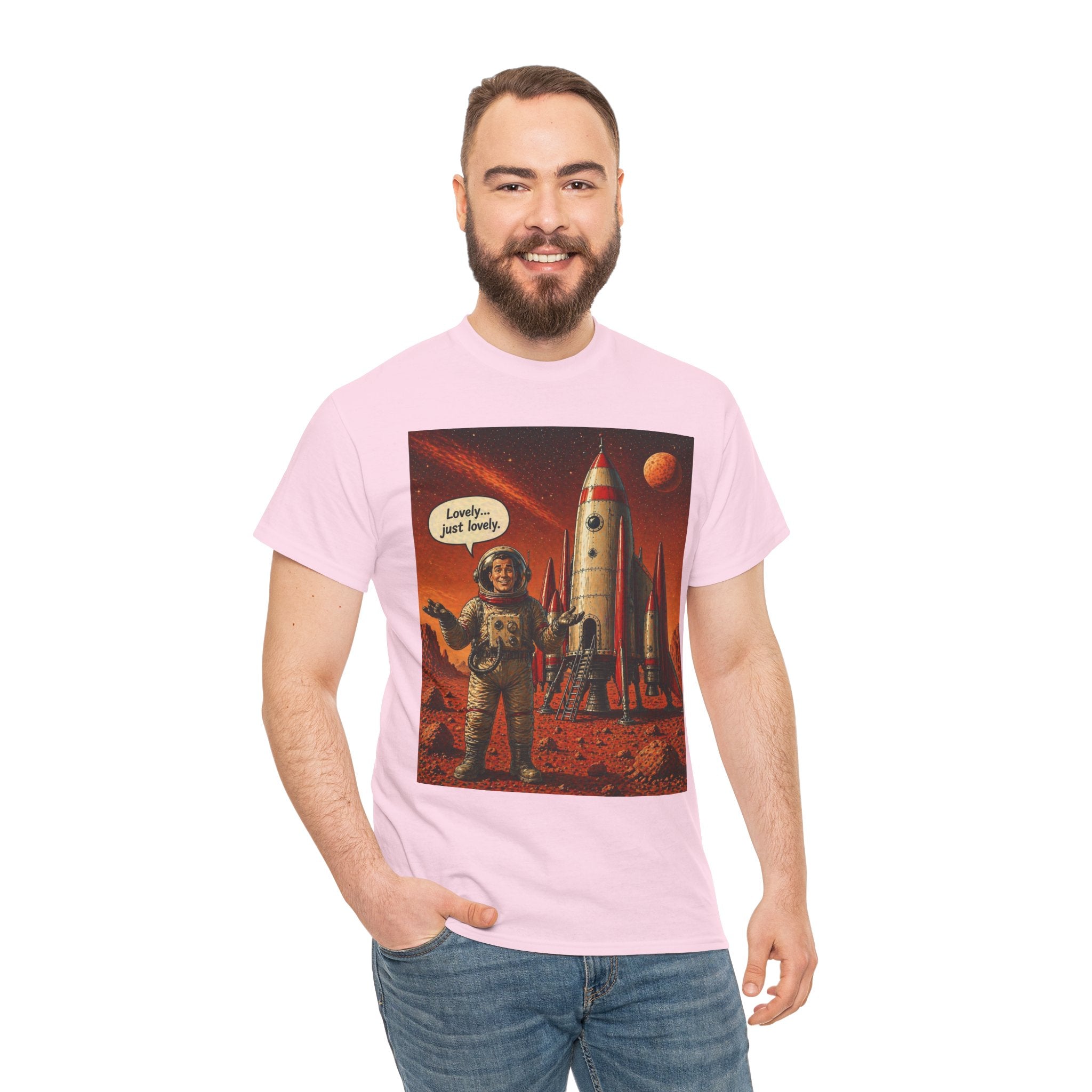 Retro Mars Astronaut T-Shirt — "Lonely But Loving It" Vintage Space Tee