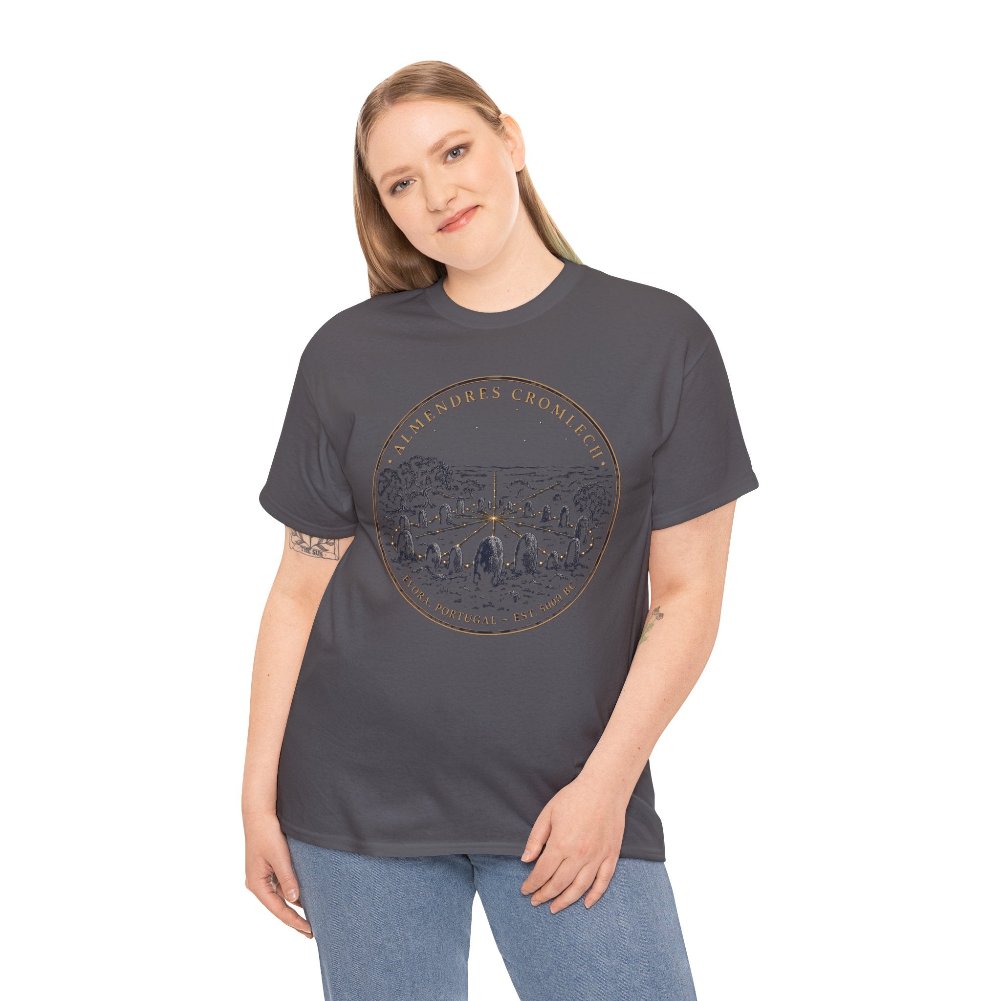 Almendres Cromlech T-Shirt | Ancient Neolithic Stone Circle Évora Portugal Design | Iberian Heritage Graphic Tee | Sacred Sites T-Shirt