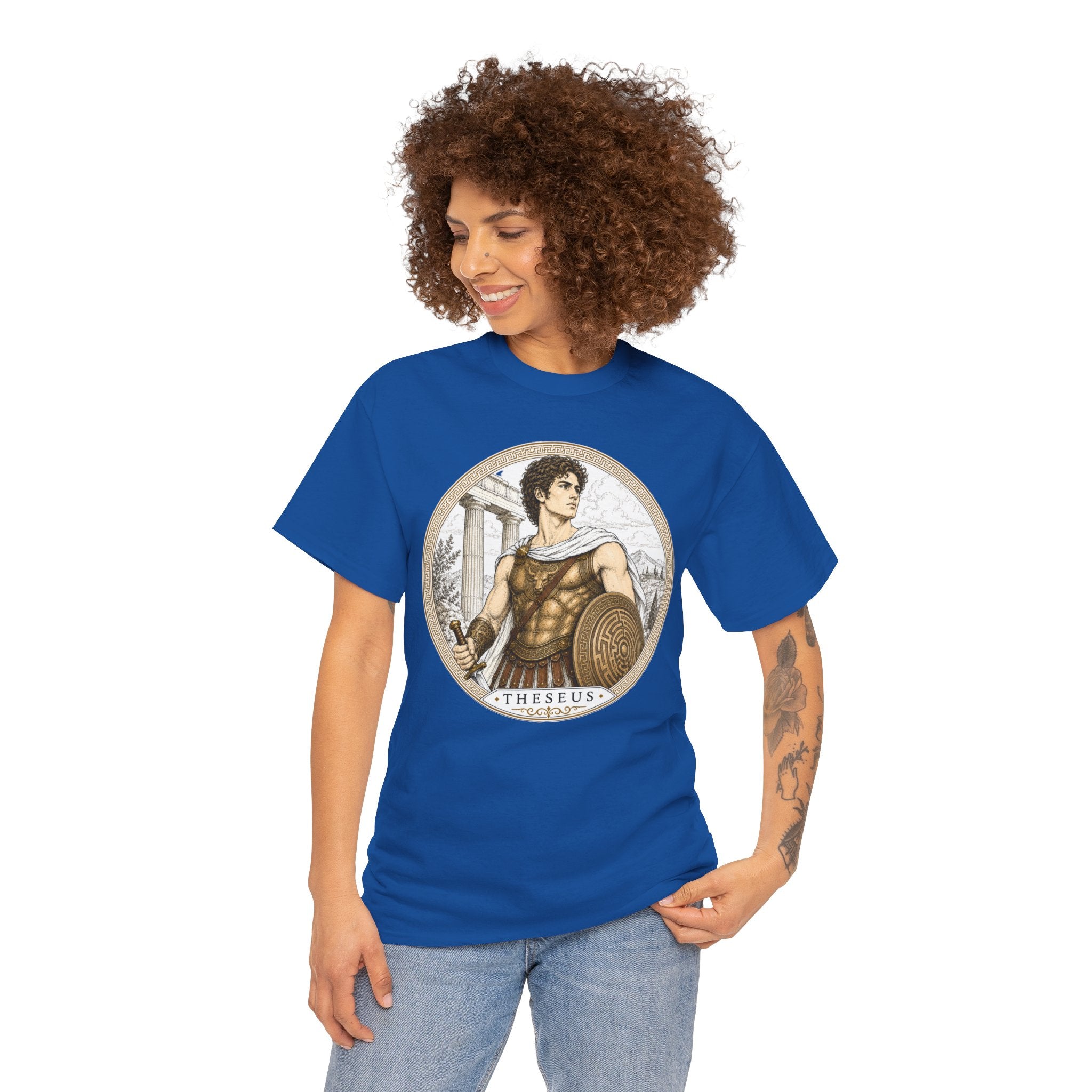 Theseus Greek Mythology T-Shirt — Ancient Hero Labyrinth Shield Minotaur Slayer