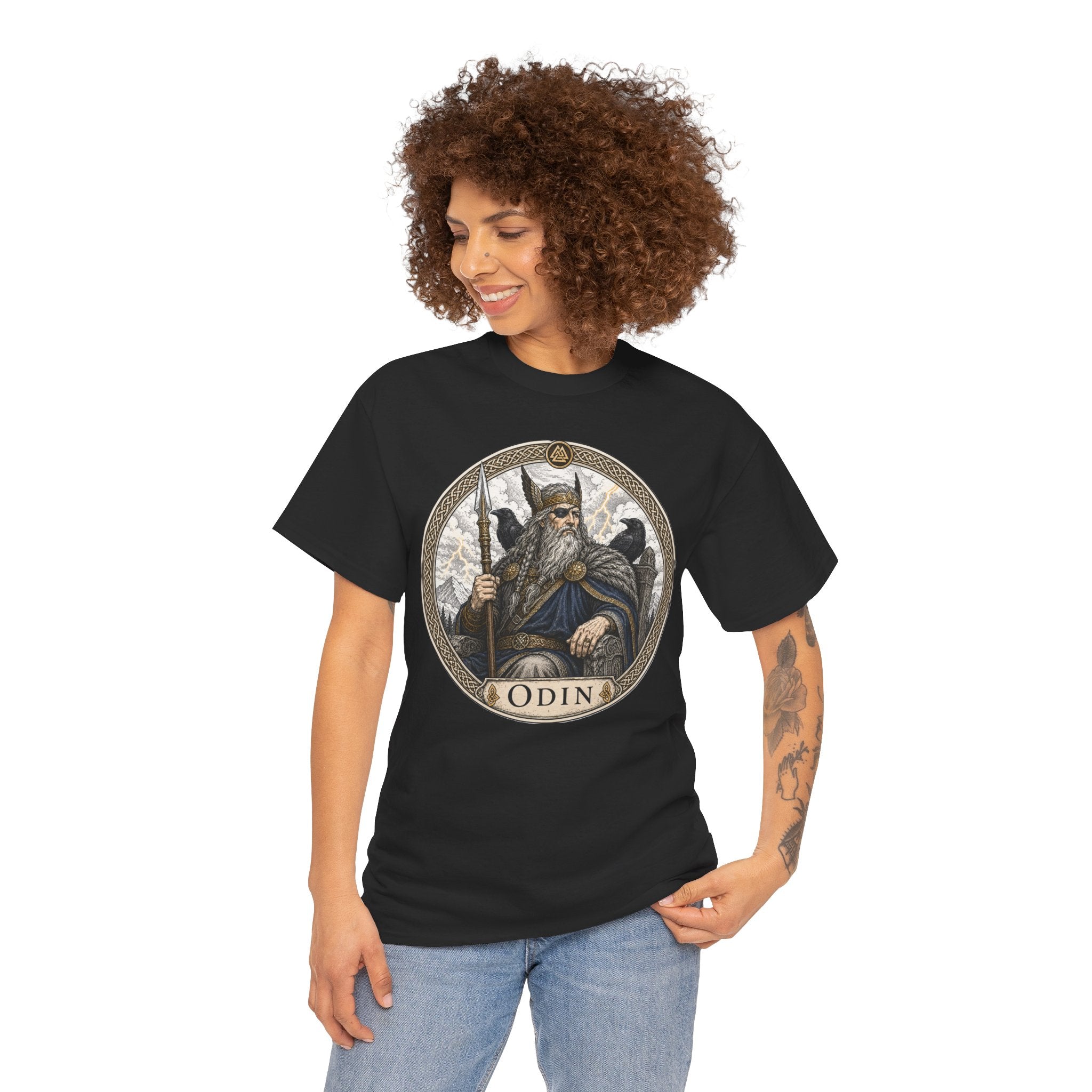 Odin Norse Mythology T-Shirt — Allfather Viking God Ravens Gungnir Valknut