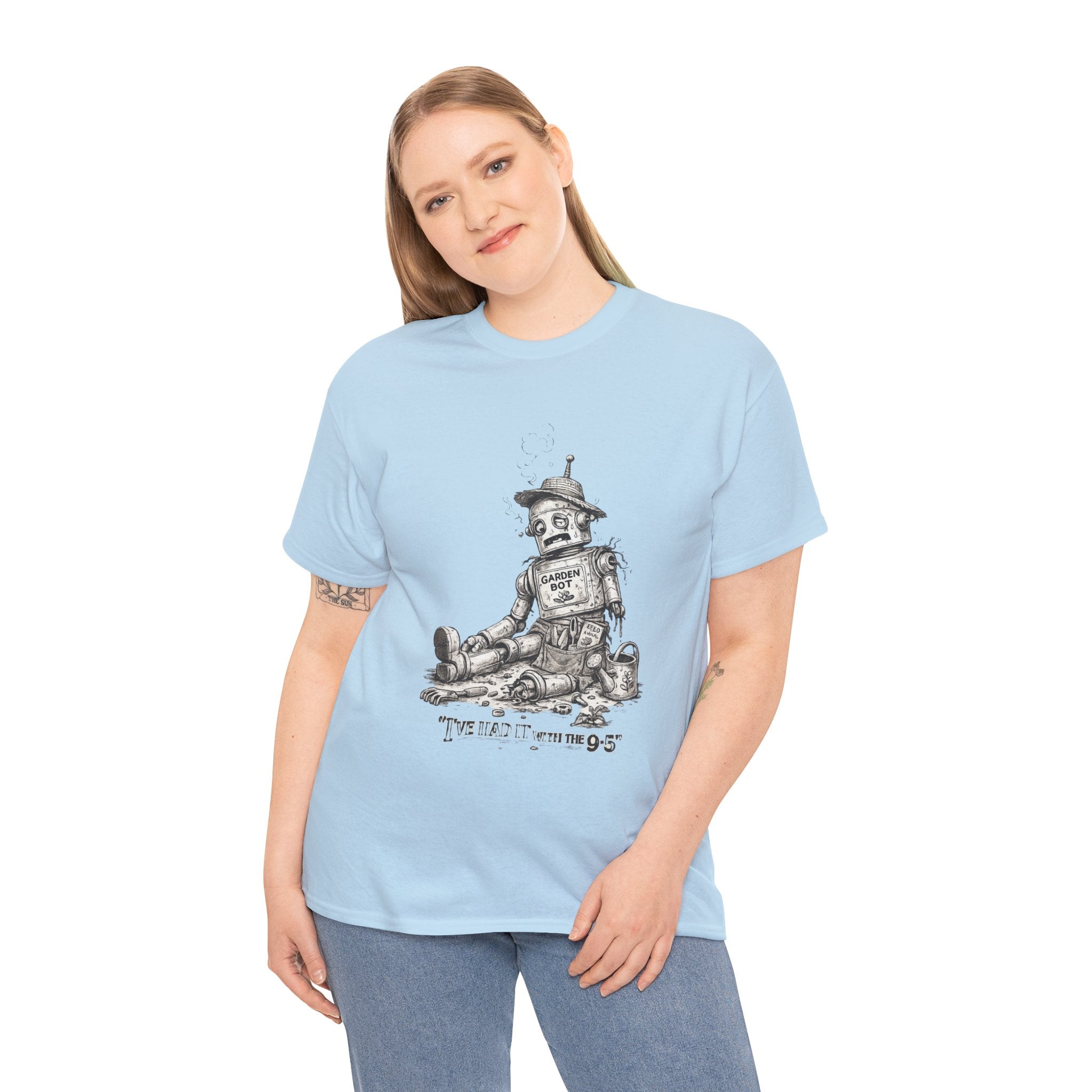 Tin Man Skeleton Tee — Retro Robot Art "Not Working" Graphic T-Shirt