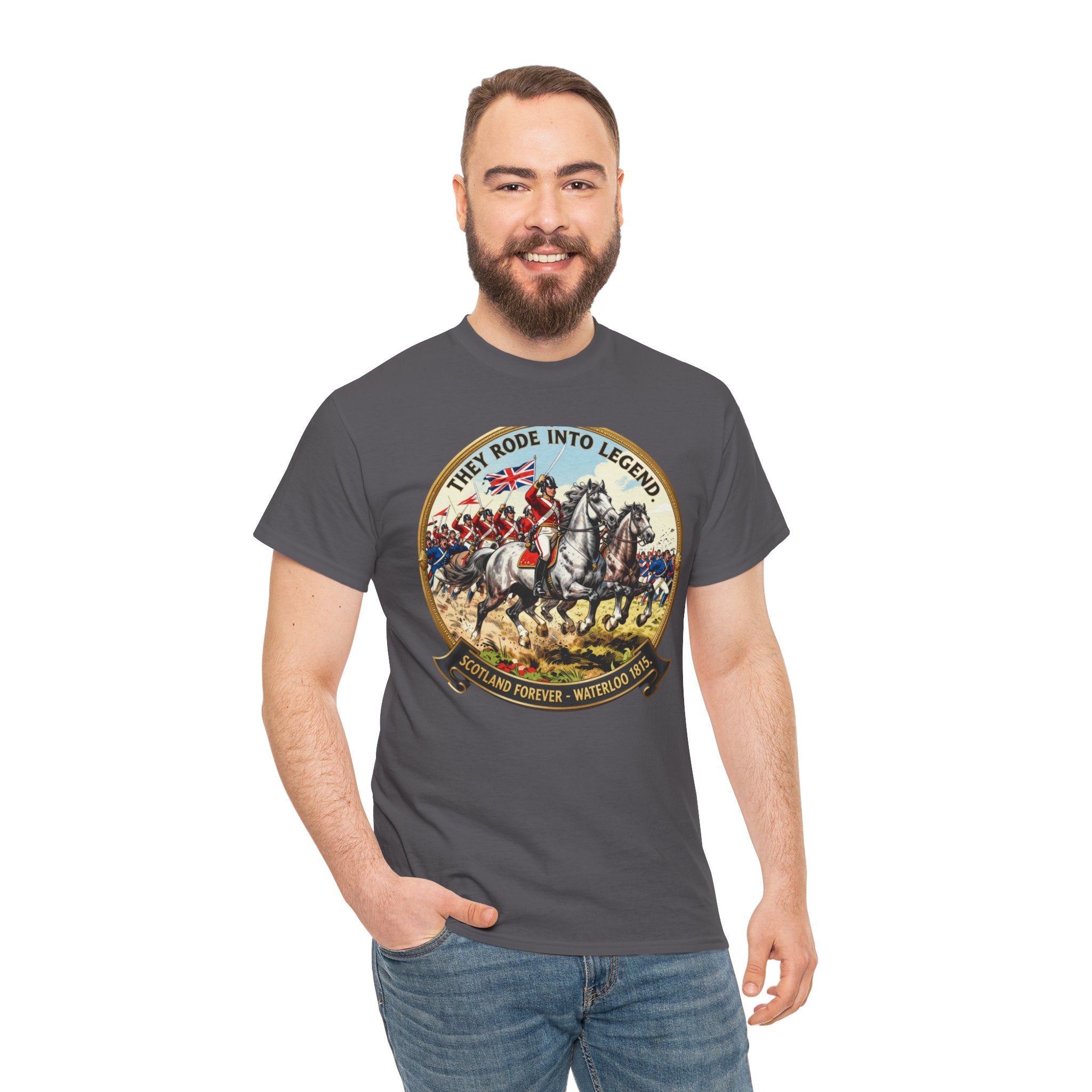 Scotland Forever — Waterloo 1815 T-Shirt | Royal Scots Greys Cavalry Charge | They Rode Into Legend | Scottish Military Heritage Gift | Napoleonic Wars Graphic Tee