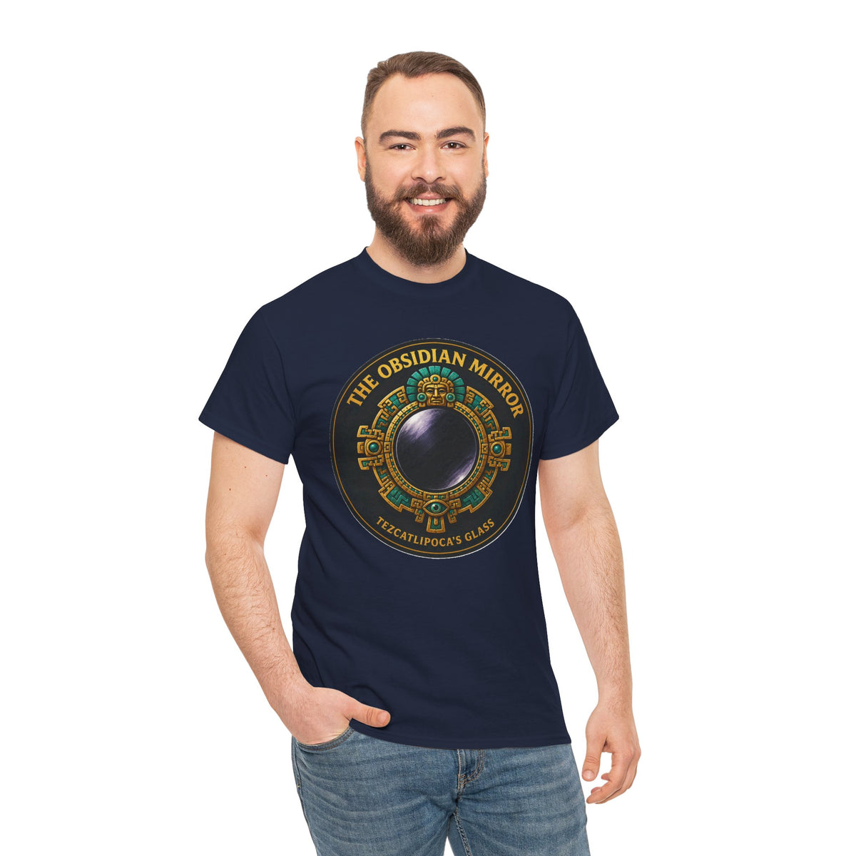 The Obsidian Mirror T-Shirt – Tezcatlipoca's Glass Aztec Mythology Tee