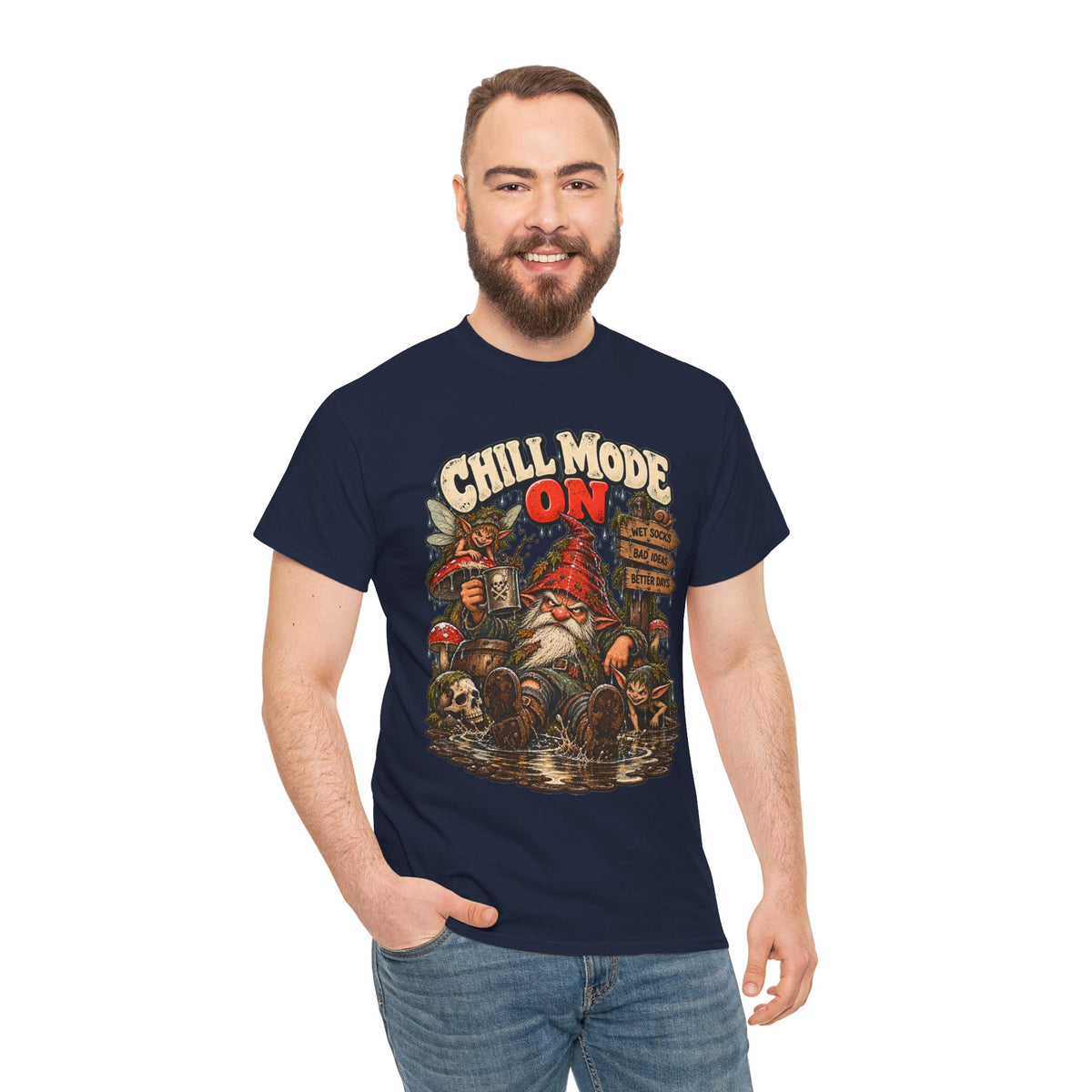 Chill Mode On: Grumpy Gnome Puddle T-Shirt